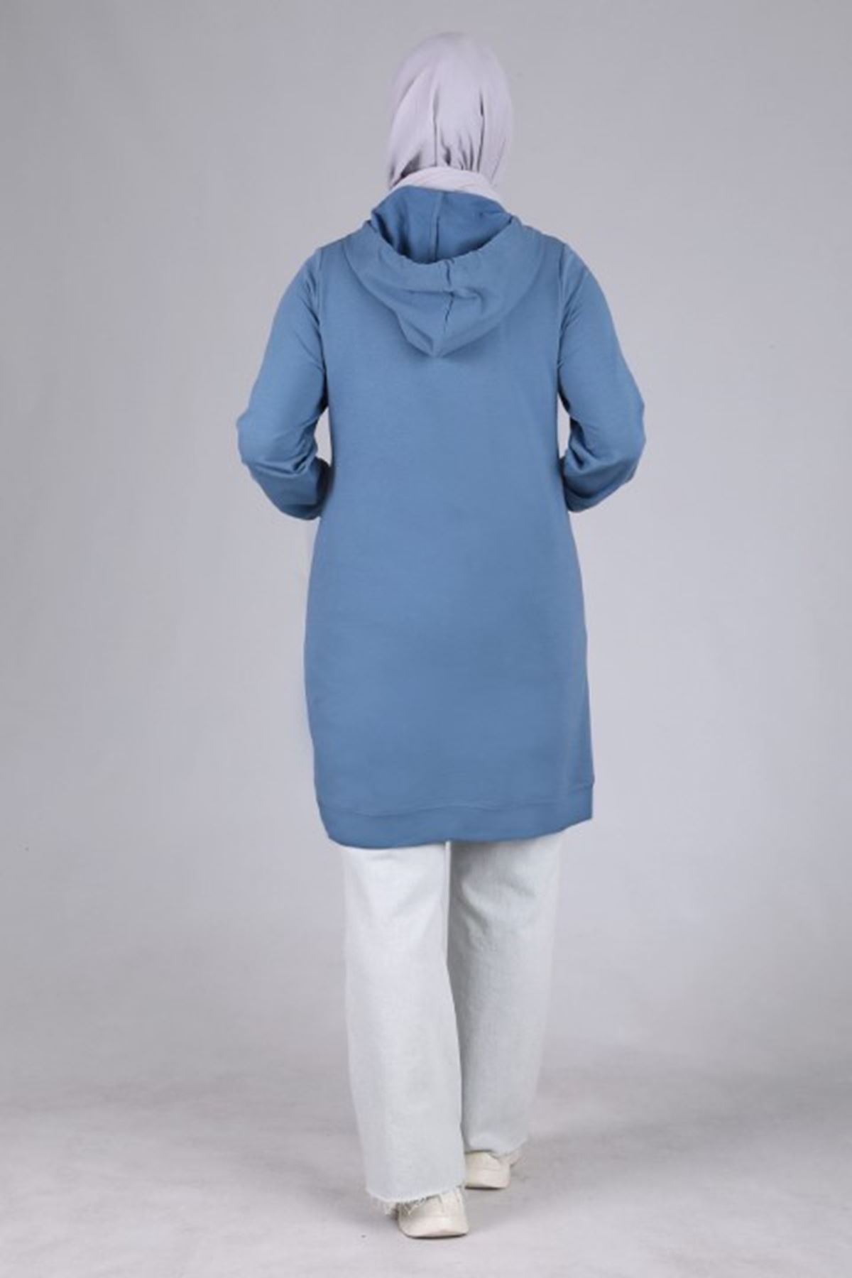 Behrem Kapüşonlu Tunik- LYN02845 Duman Mavi