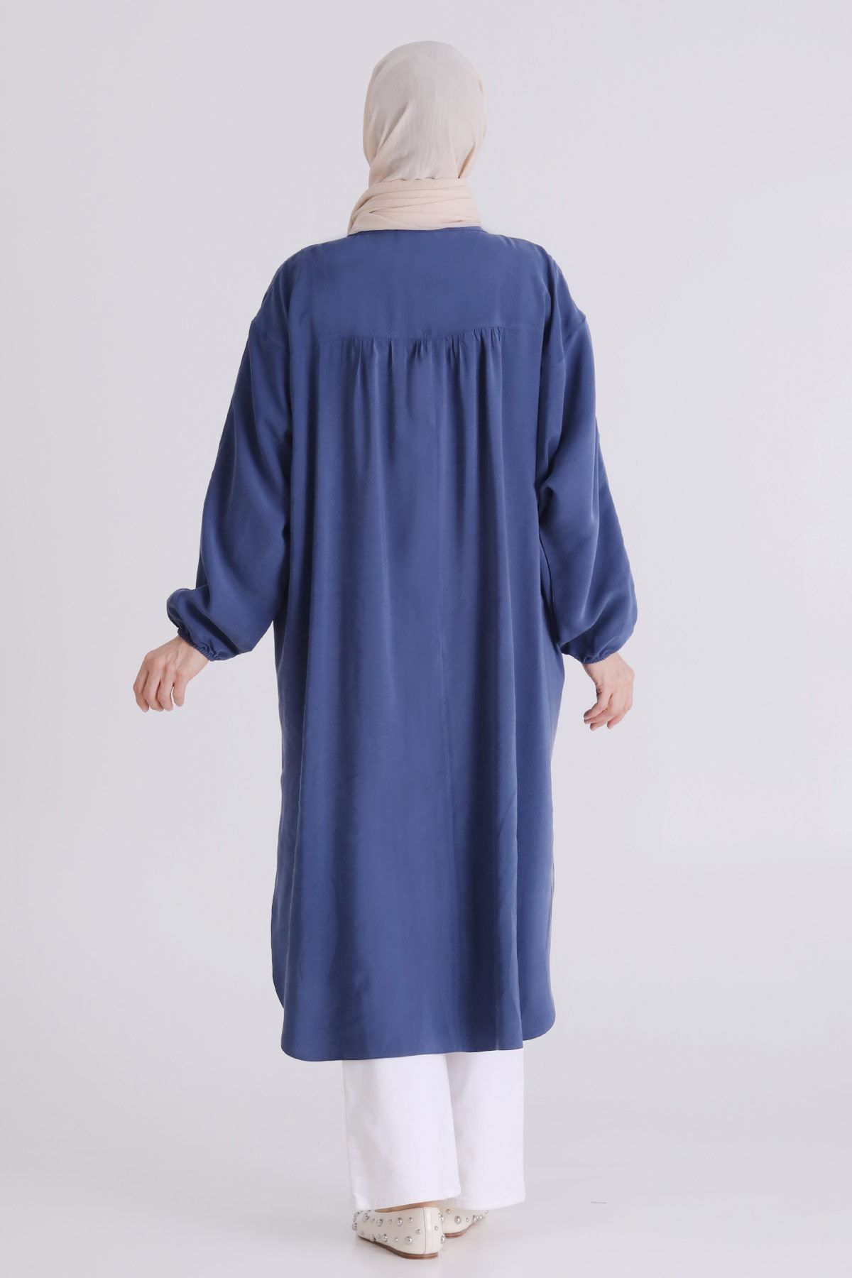 Behrem Dikiş Detaylı Tunik- LYN04388 İndigo