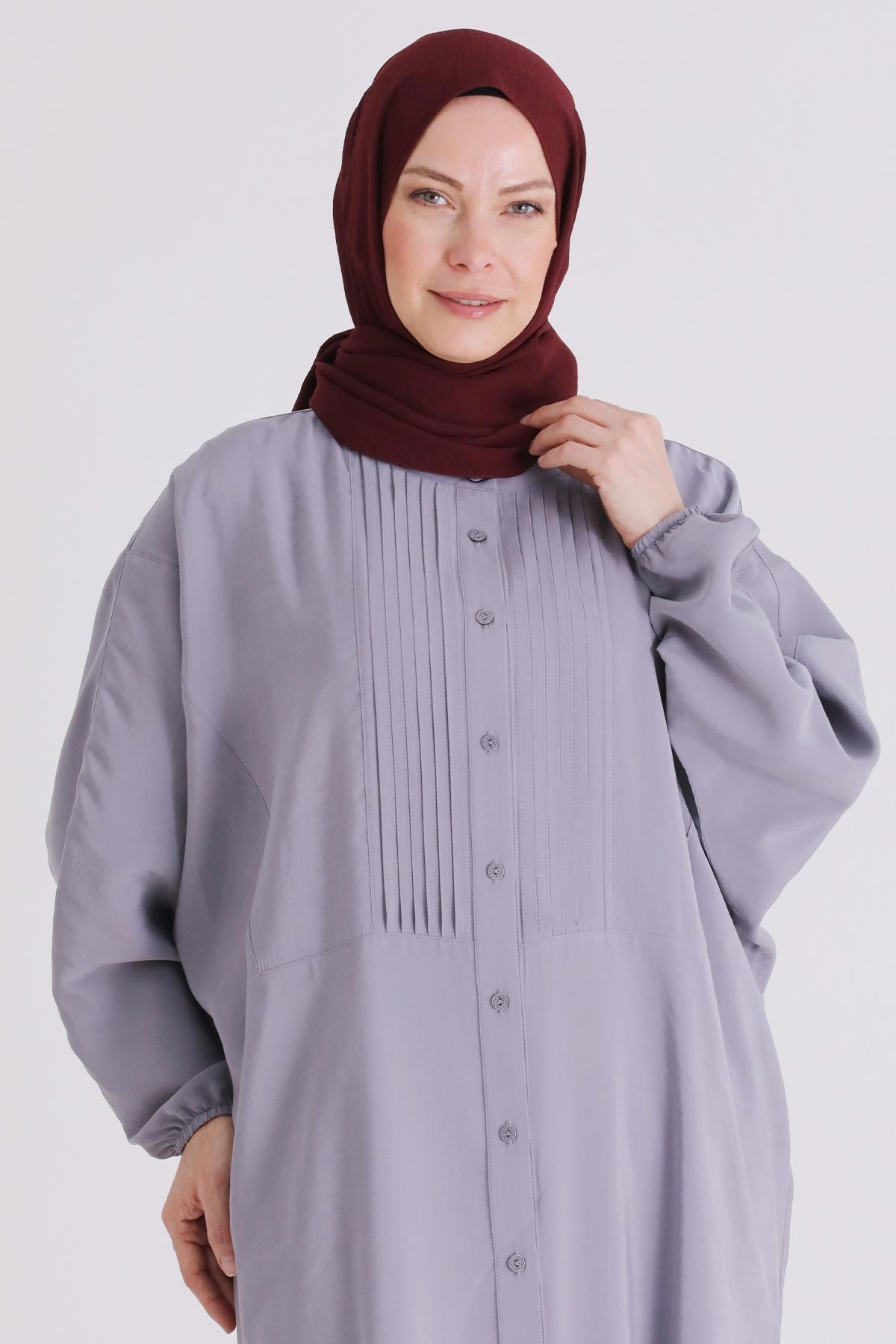 Behrem Dikiş Detaylı Tunik- LYN04388 Gri