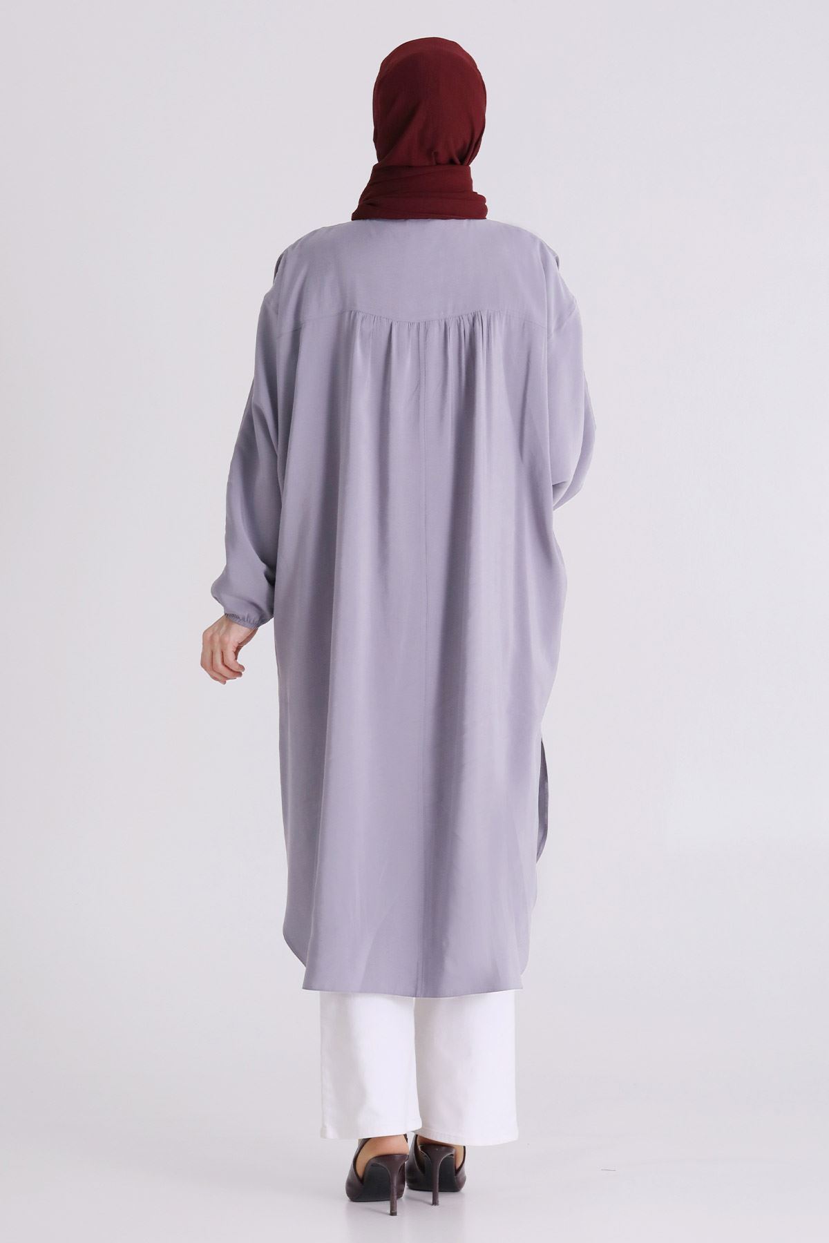 Behrem Dikiş Detaylı Tunik- LYN04388 Gri