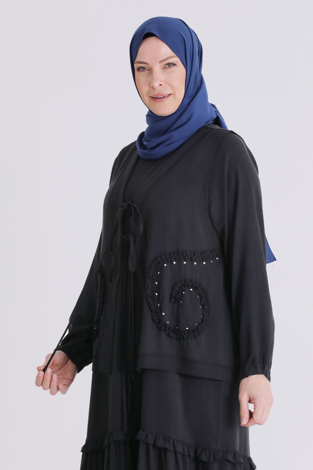 Behrem Yelekli Elbise - LYN04408 Siyah