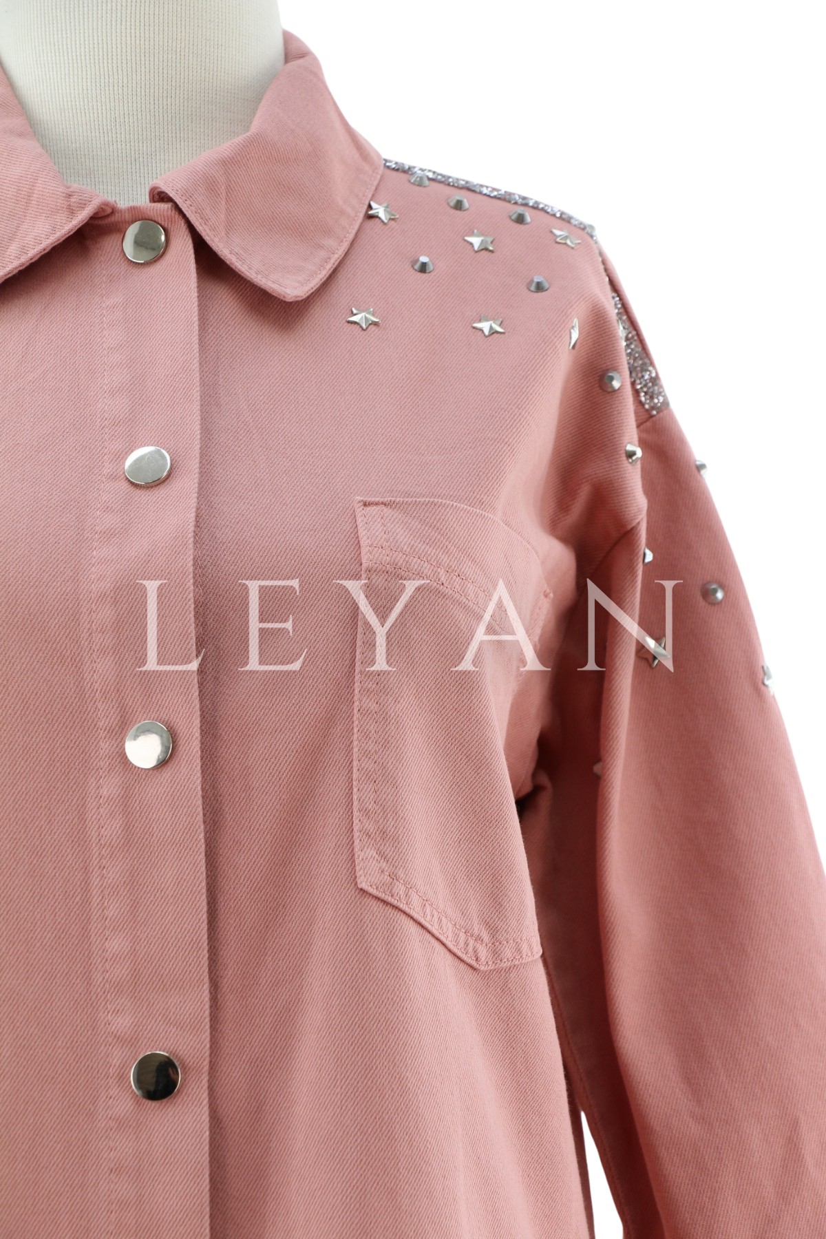 Yıldız Detaylı Denim Tunik- LYN04394 Gül Kurusu