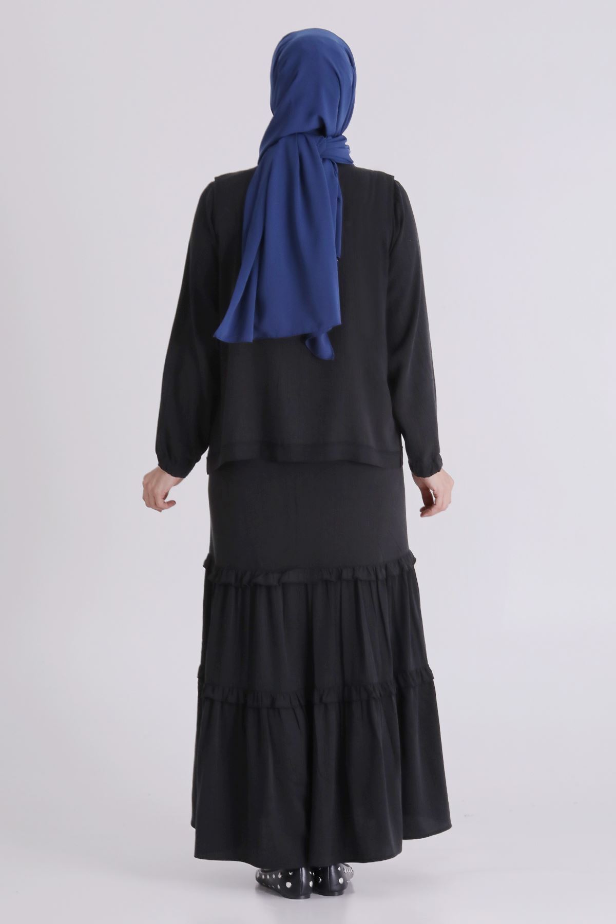 Behrem Yelekli Elbise - LYN04408 Siyah