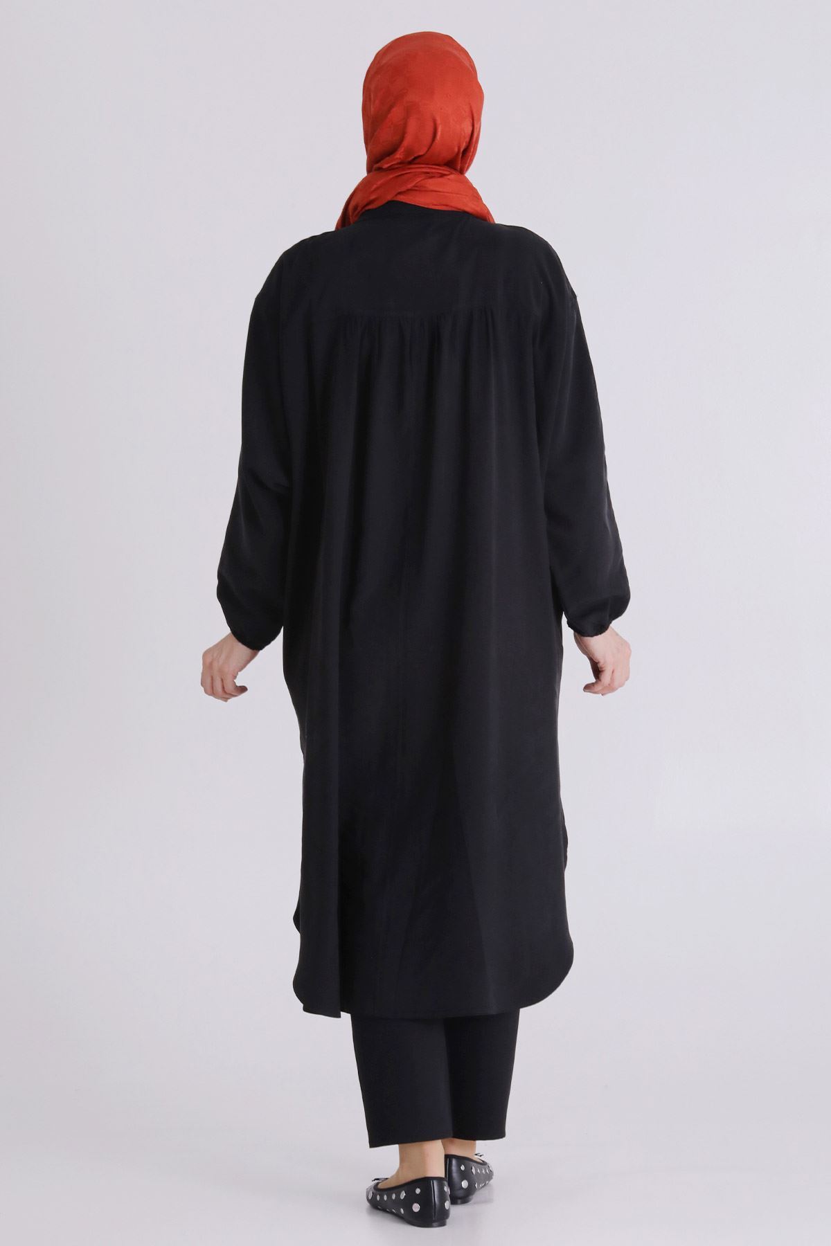 Behrem Dikiş Detaylı Tunik- LYN04388 Siyah