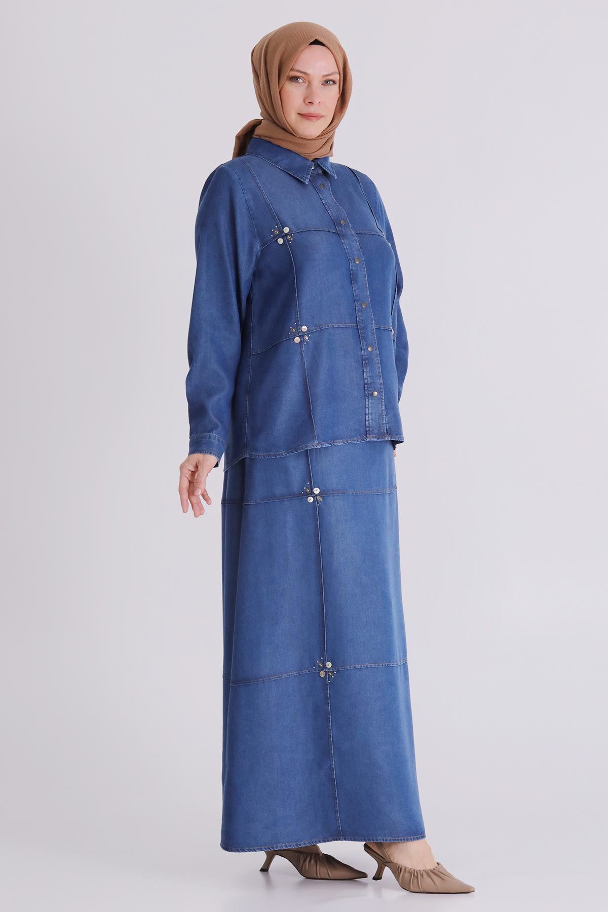 Behrem Kot Etekli Takım- LYN04355 Koyu Mavi