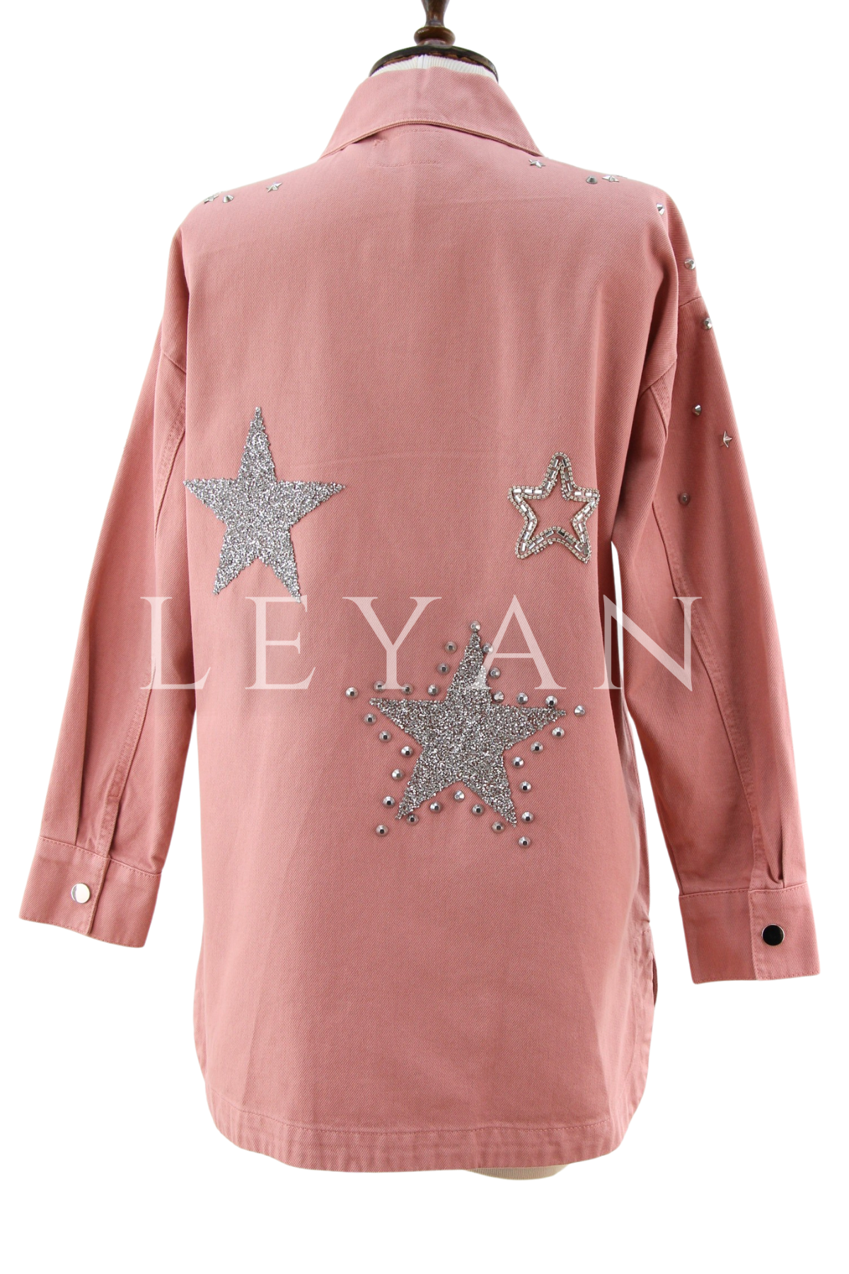 Yıldız Detaylı Denim Tunik- LYN04394 Gül Kurusu