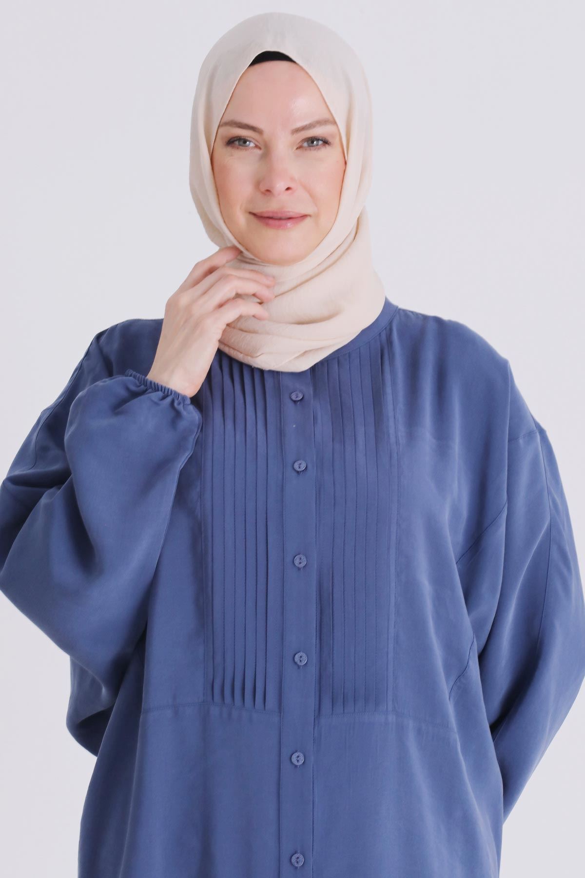 Behrem Dikiş Detaylı Tunik- LYN04388 İndigo