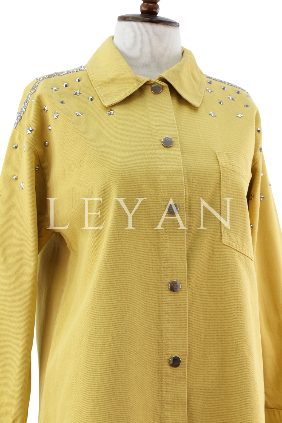 Yıldız Detaylı Denim Tunik- LYN04394 Sarı