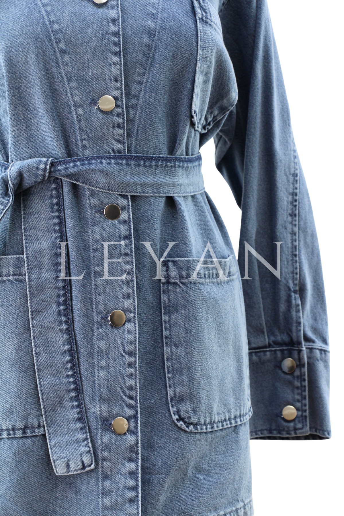 Kemer Detaylı Denim Tunik- LYN04393 Açık Mavi