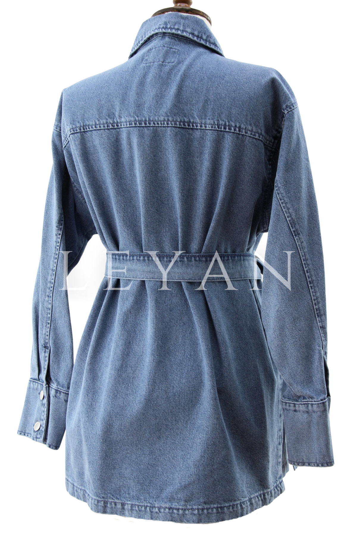 Kemer Detaylı Denim Tunik- LYN04393 Açık Mavi