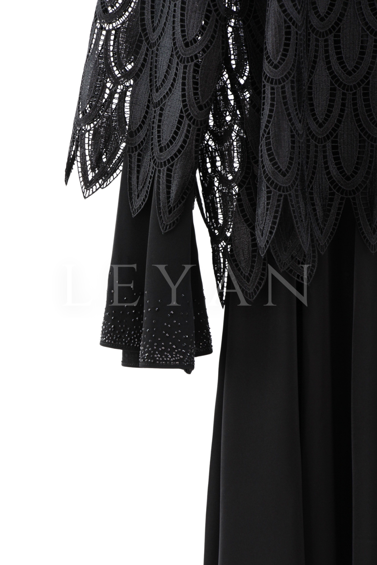 Orhan Store Güpür Detaylı Elbise- LYN04410 Siyah