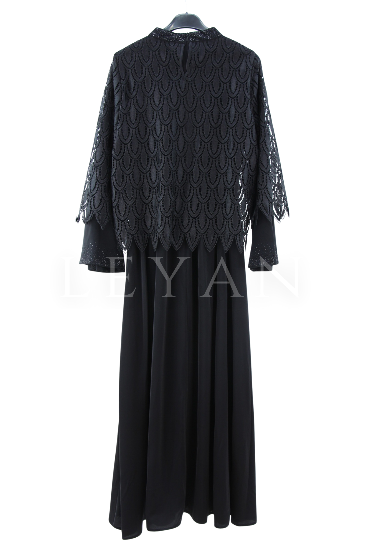 Orhan Store Güpür Detaylı Elbise- LYN04410 Siyah