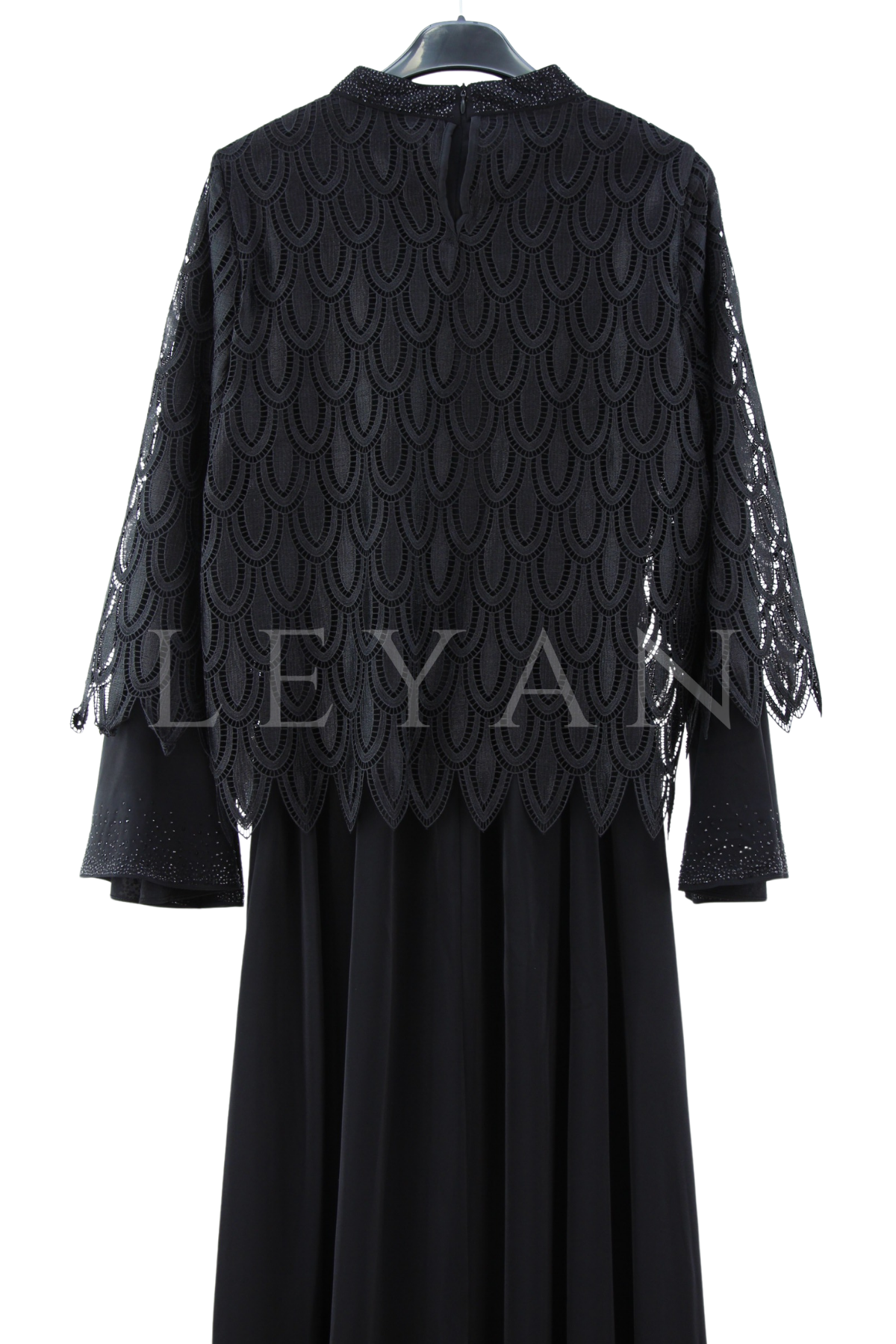 Orhan Store Güpür Detaylı Elbise- LYN04410 Siyah