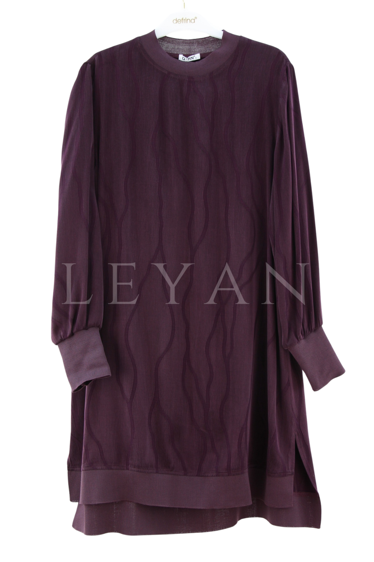 Defrina Dalga Desenli Qupra Tunik- LYN04412 Mürdüm
