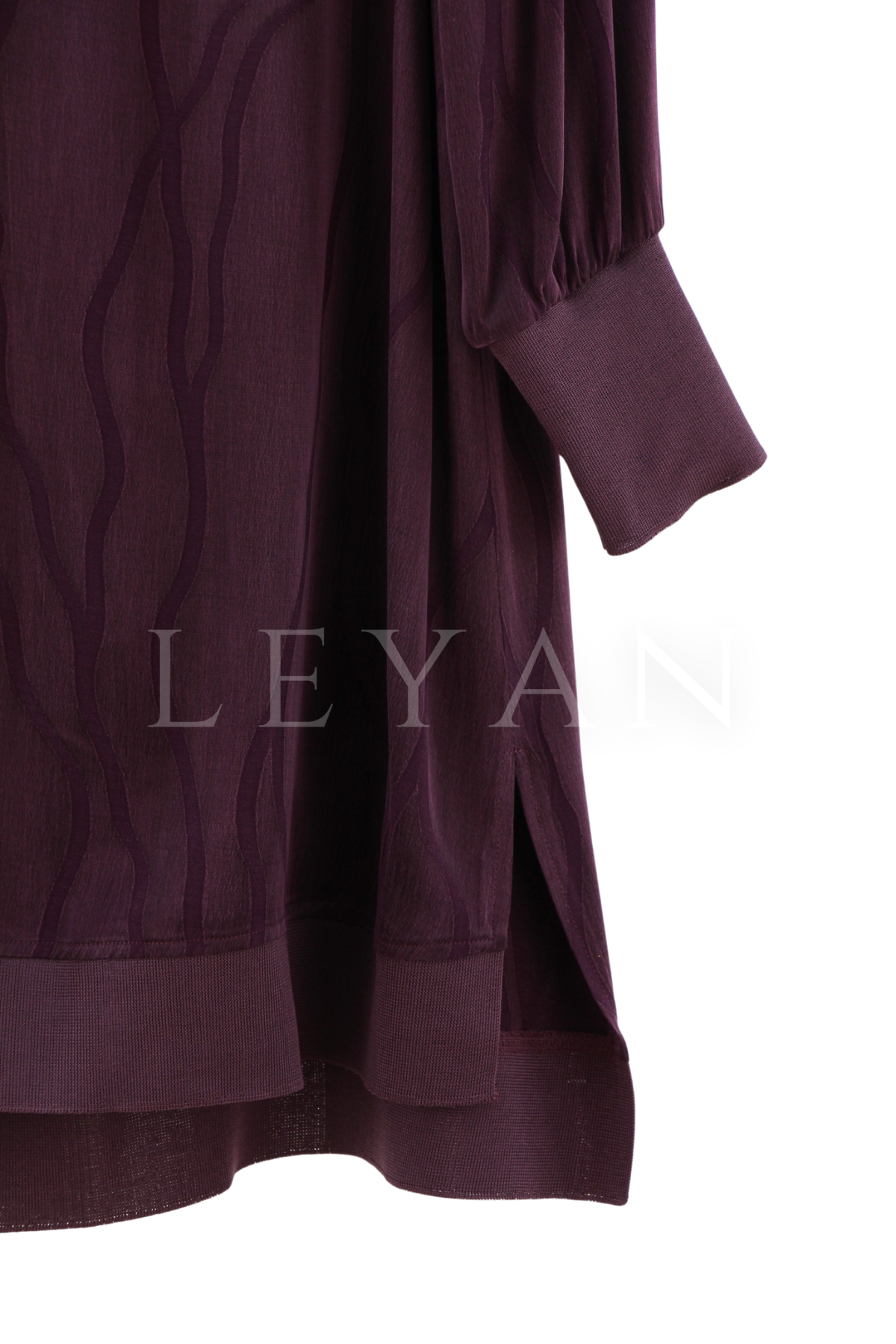 Defrina Dalga Desenli Qupra Tunik- LYN04412 Mürdüm