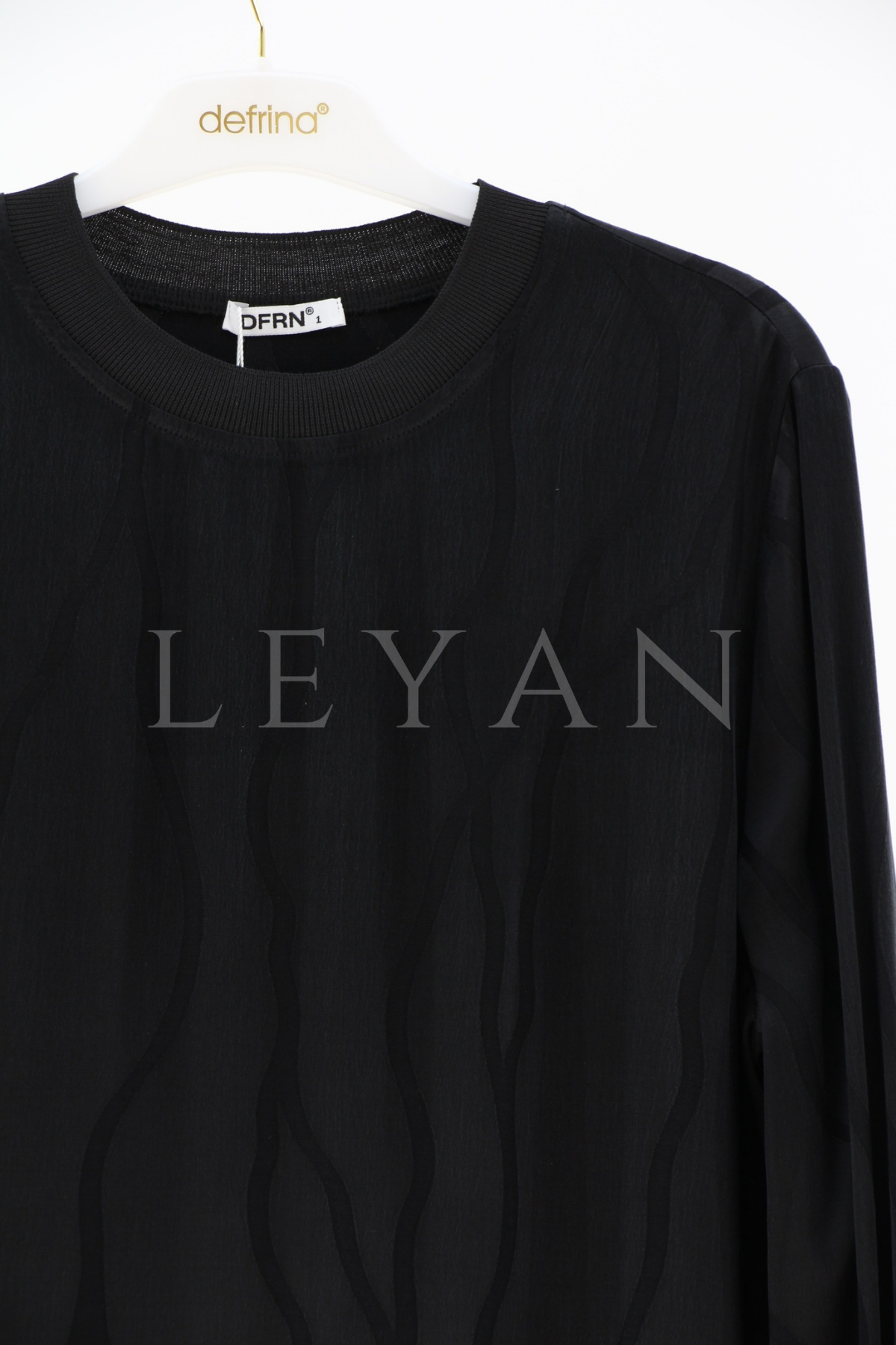 Defrina Dalga Desenli Qupra Tunik- LYN04412 Siyah