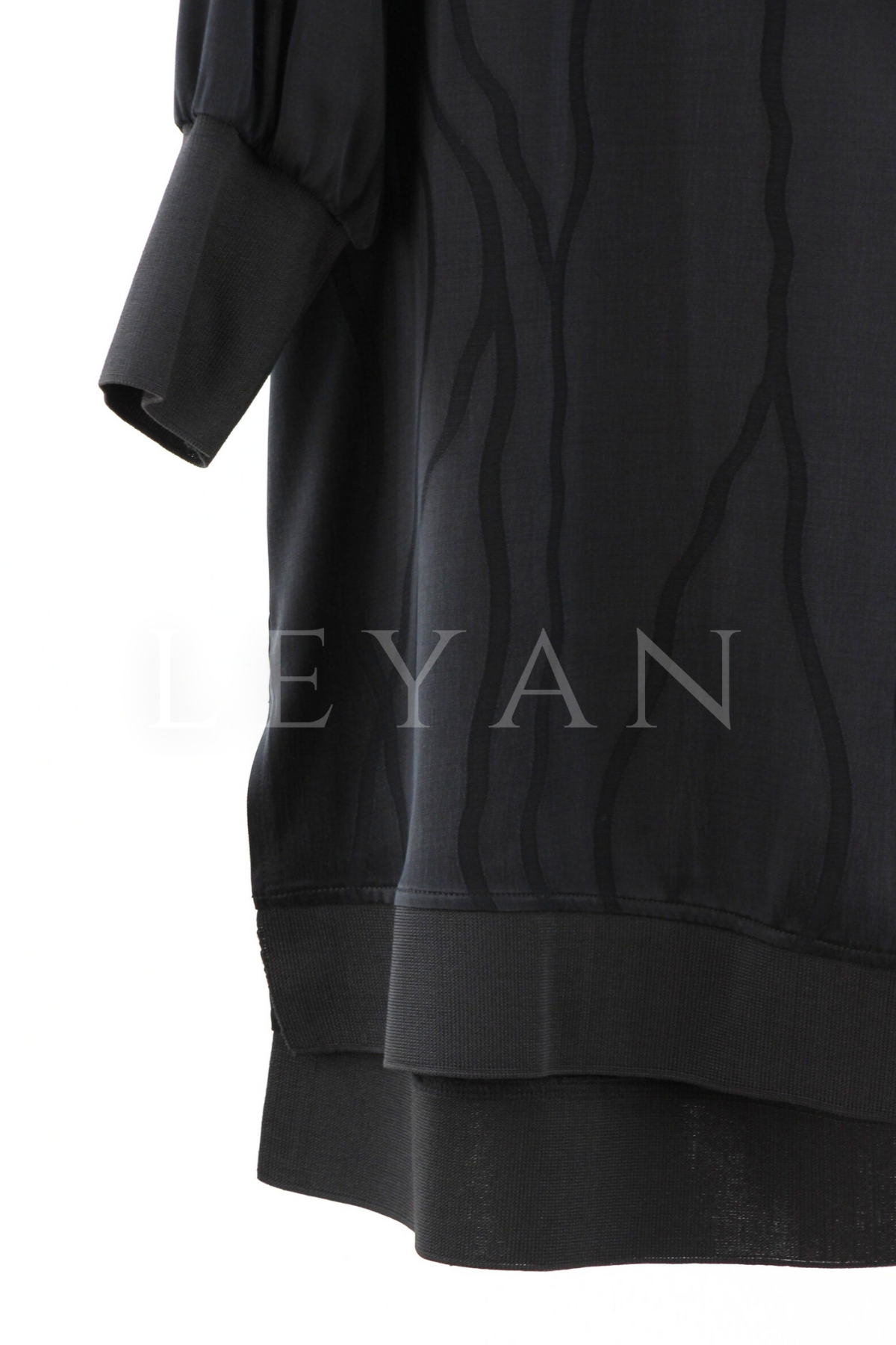 Defrina Dalga Desenli Qupra Tunik- LYN04412 Siyah