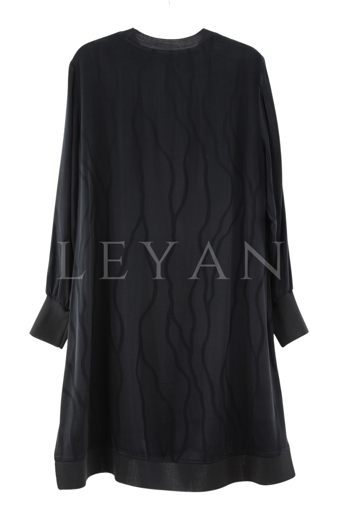 Defrina Dalga Desenli Qupra Tunik- LYN04412 Siyah