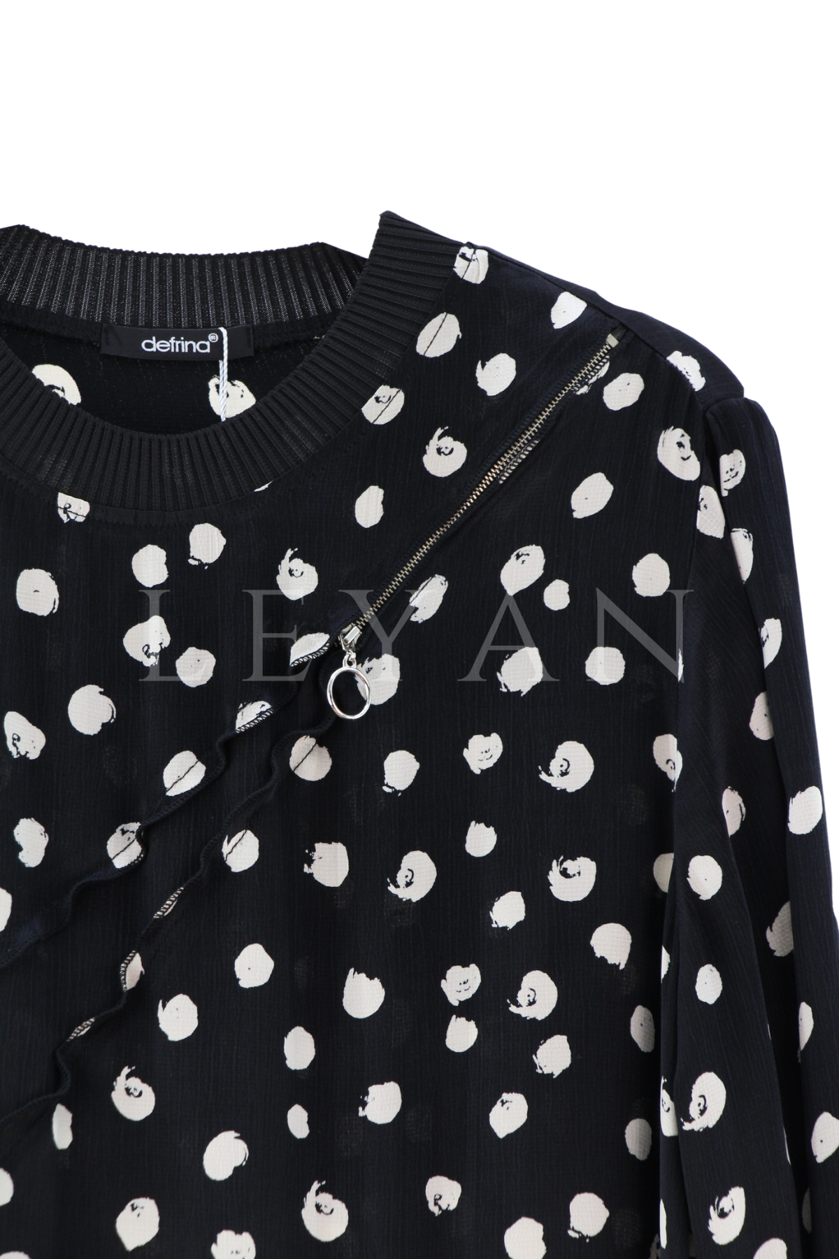 Defrina Puantiyeli Elbise- LYN04415 Siyah