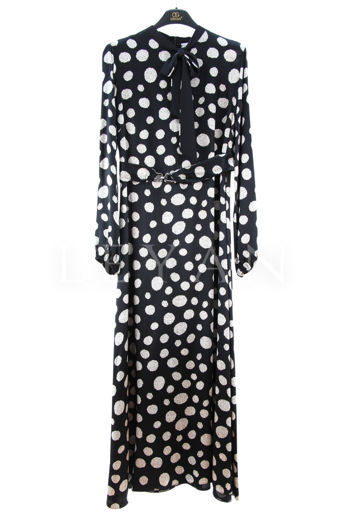 Orhan Store Puantiyeli Elbise- LYN04417 Siyah