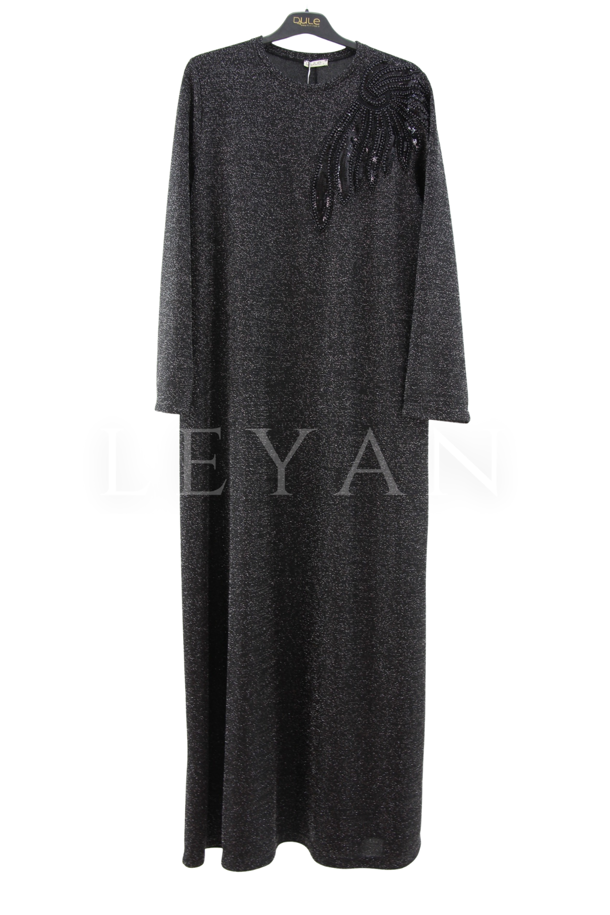 Dule Simli İşlemeli Elbise- LYN04420 Siyah