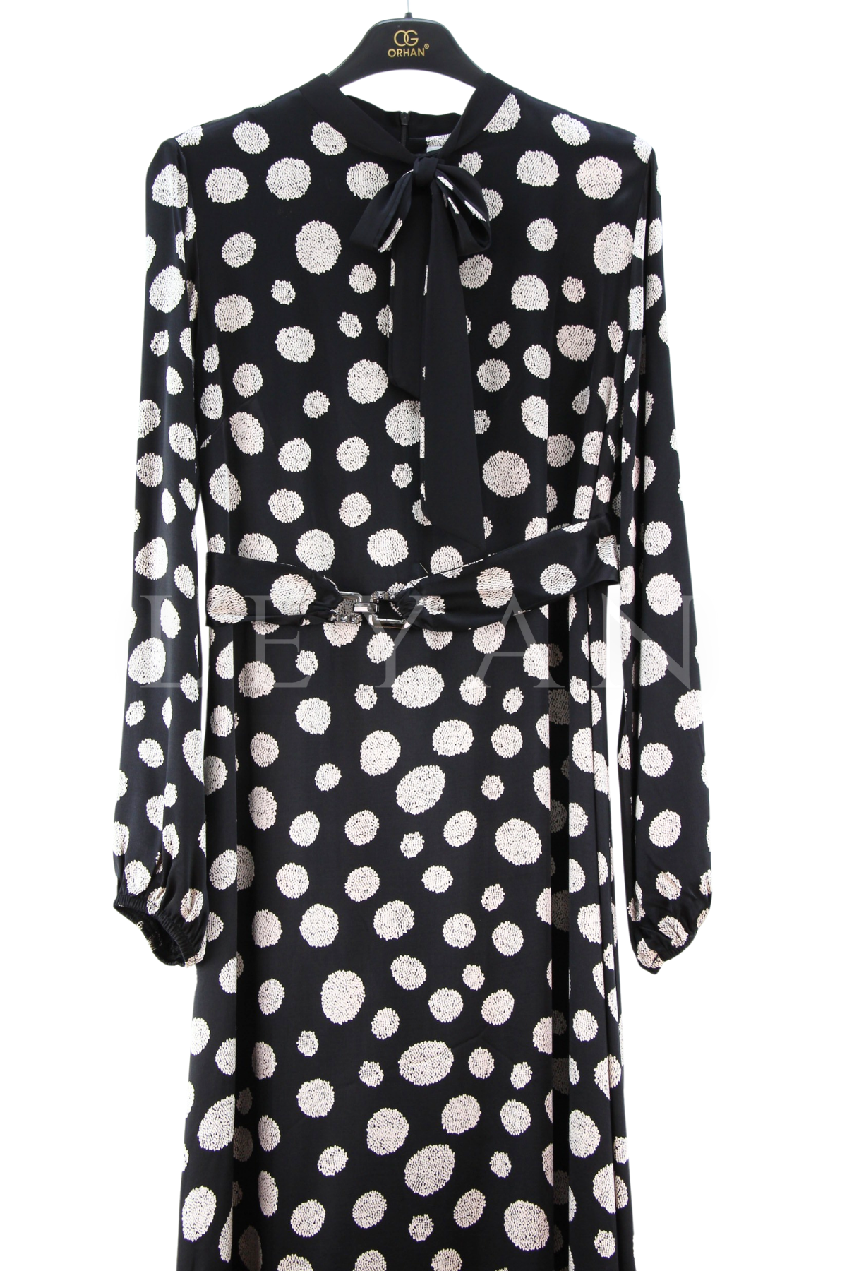 Orhan Store Puantiyeli Elbise- LYN04417 Siyah