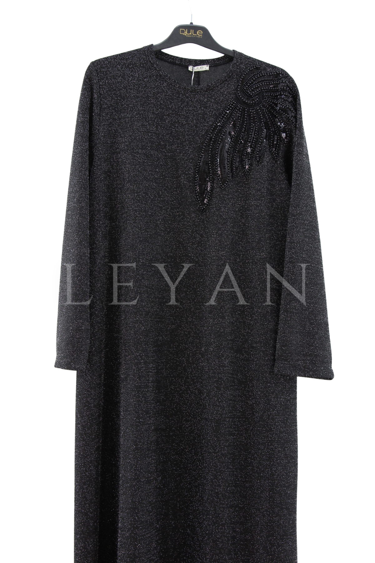 Dule Simli İşlemeli Elbise- LYN04420 Siyah