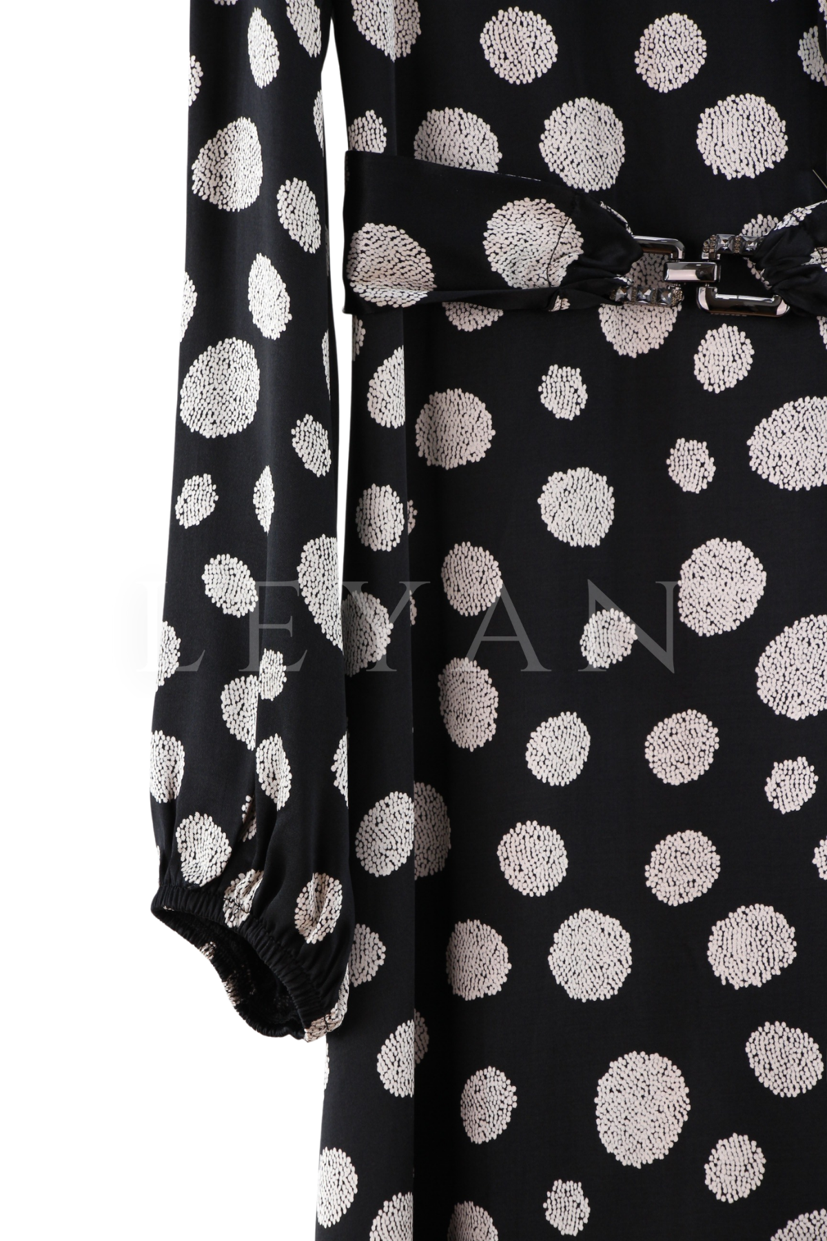 Orhan Store Puantiyeli Elbise- LYN04417 Siyah