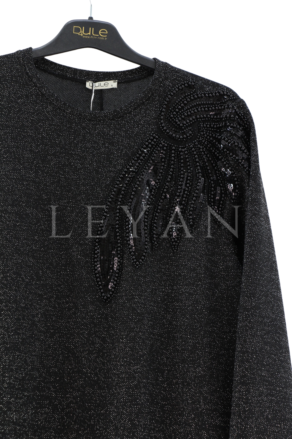 Dule Simli İşlemeli Elbise- LYN04420 Siyah