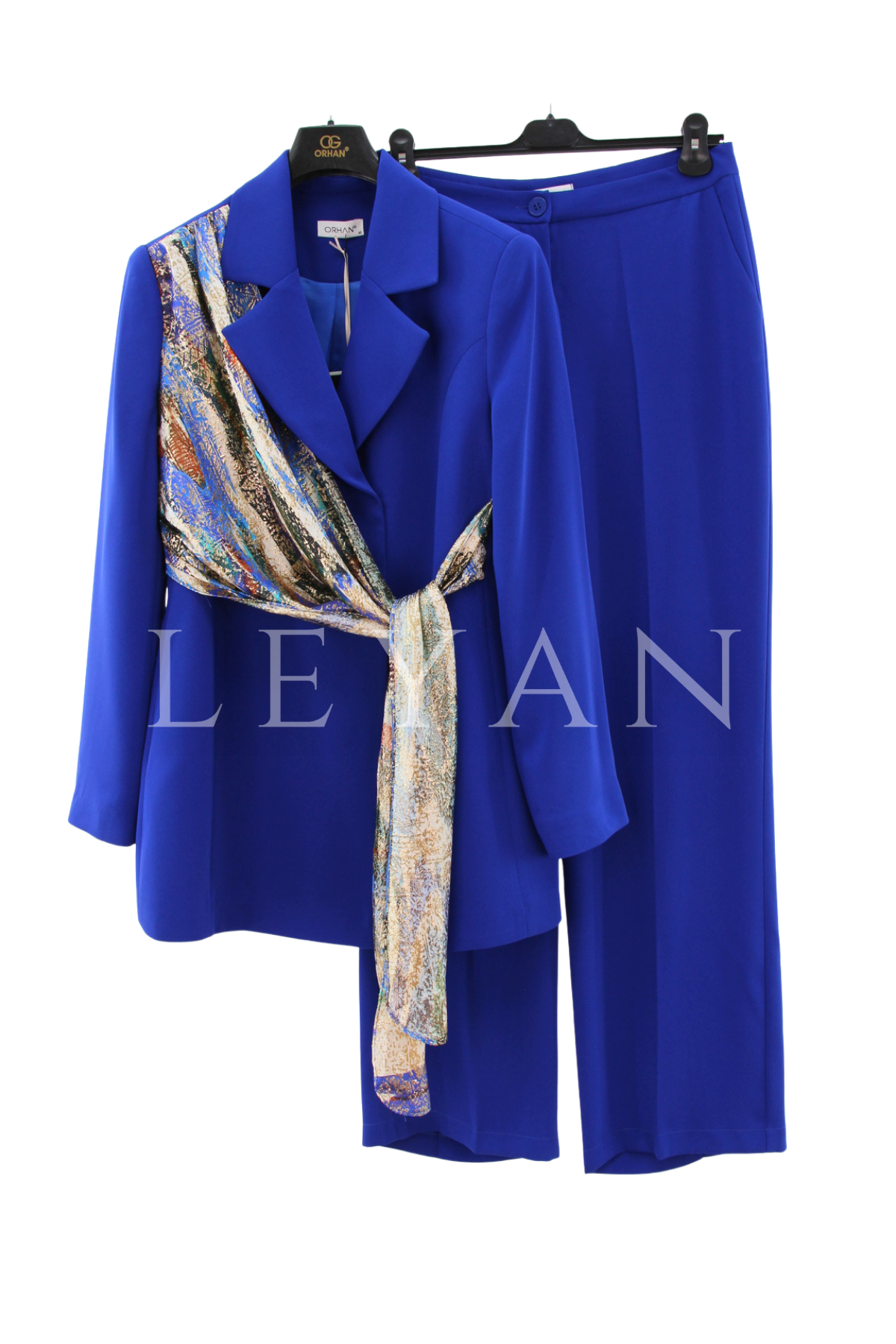 Orhan Store Fularlı Blazer Takım- LYN04425 Saks