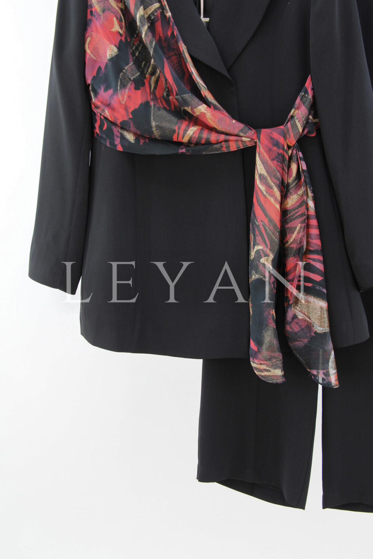 Orhan Store Fularlı Blazer Takım- LYN04425 Siyah