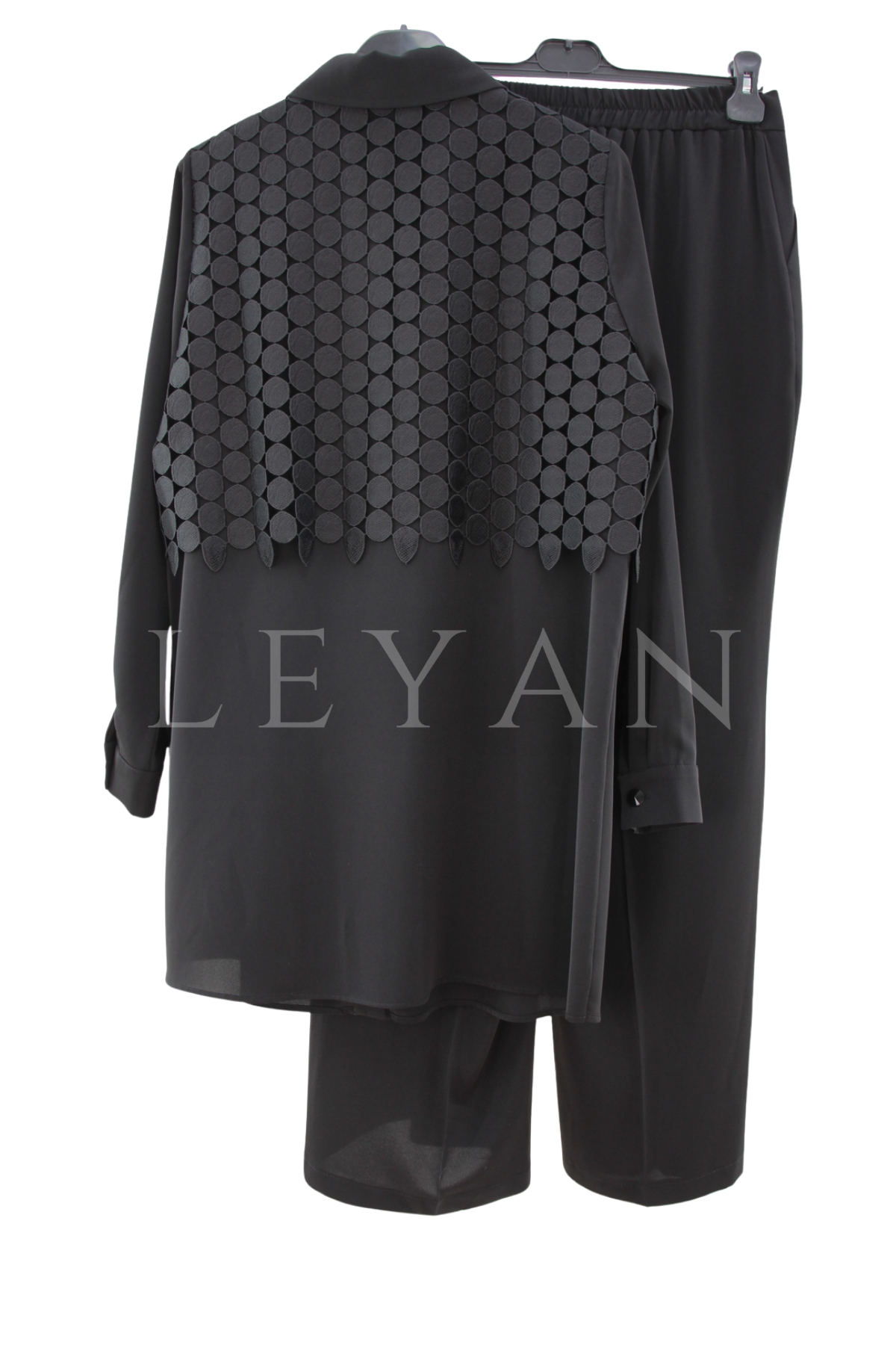 Orhan Store Yakası Taşlı Takım- LYN04426 Siyah