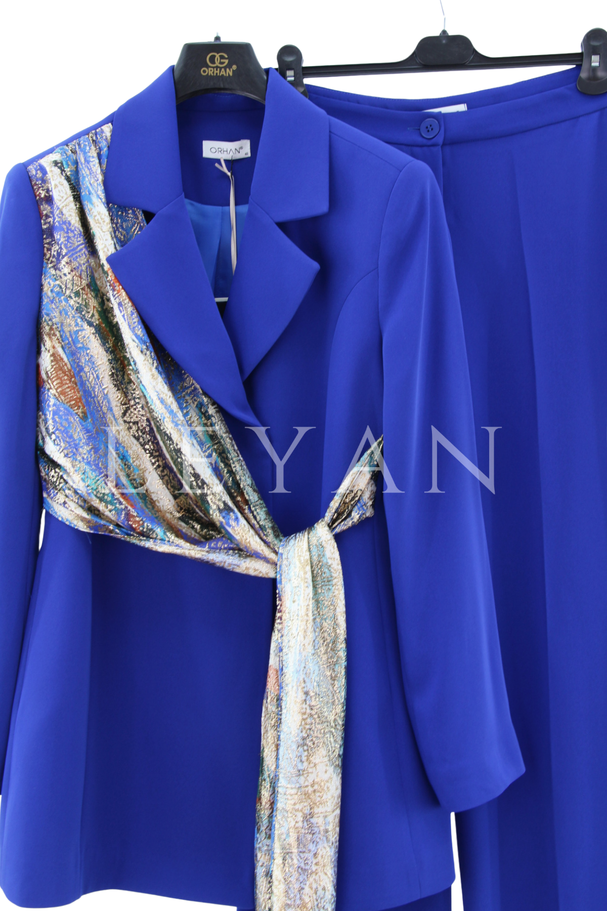 Orhan Store Fularlı Blazer Takım- LYN04425 Saks