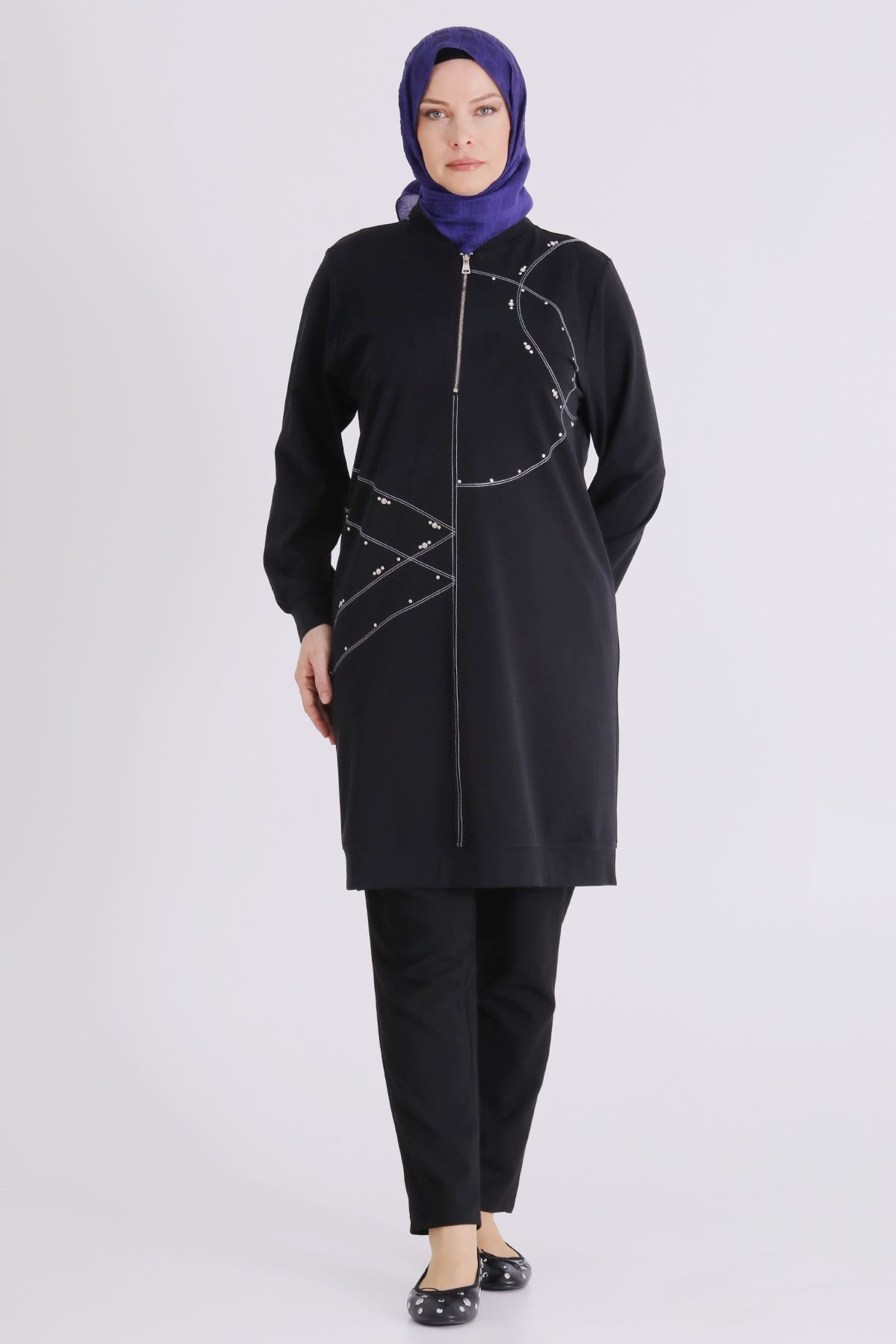 Behrem Zımba Detaylı Tunik- LYN04429 Siyah