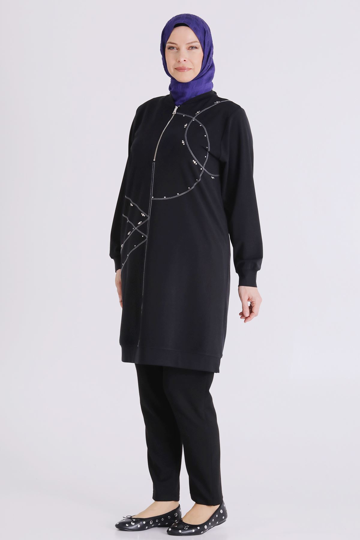 Behrem Zımba Detaylı Tunik- LYN04429 Siyah