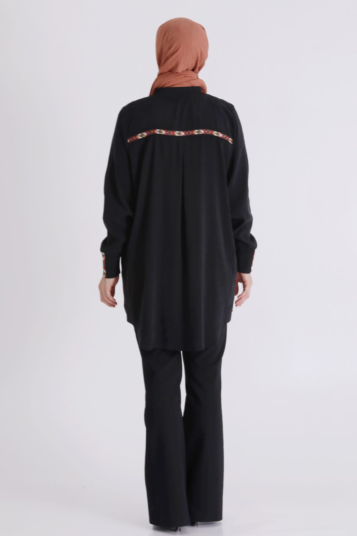 Behrem Etnik Desen Detaylı Kap- LYN04431 Siyah