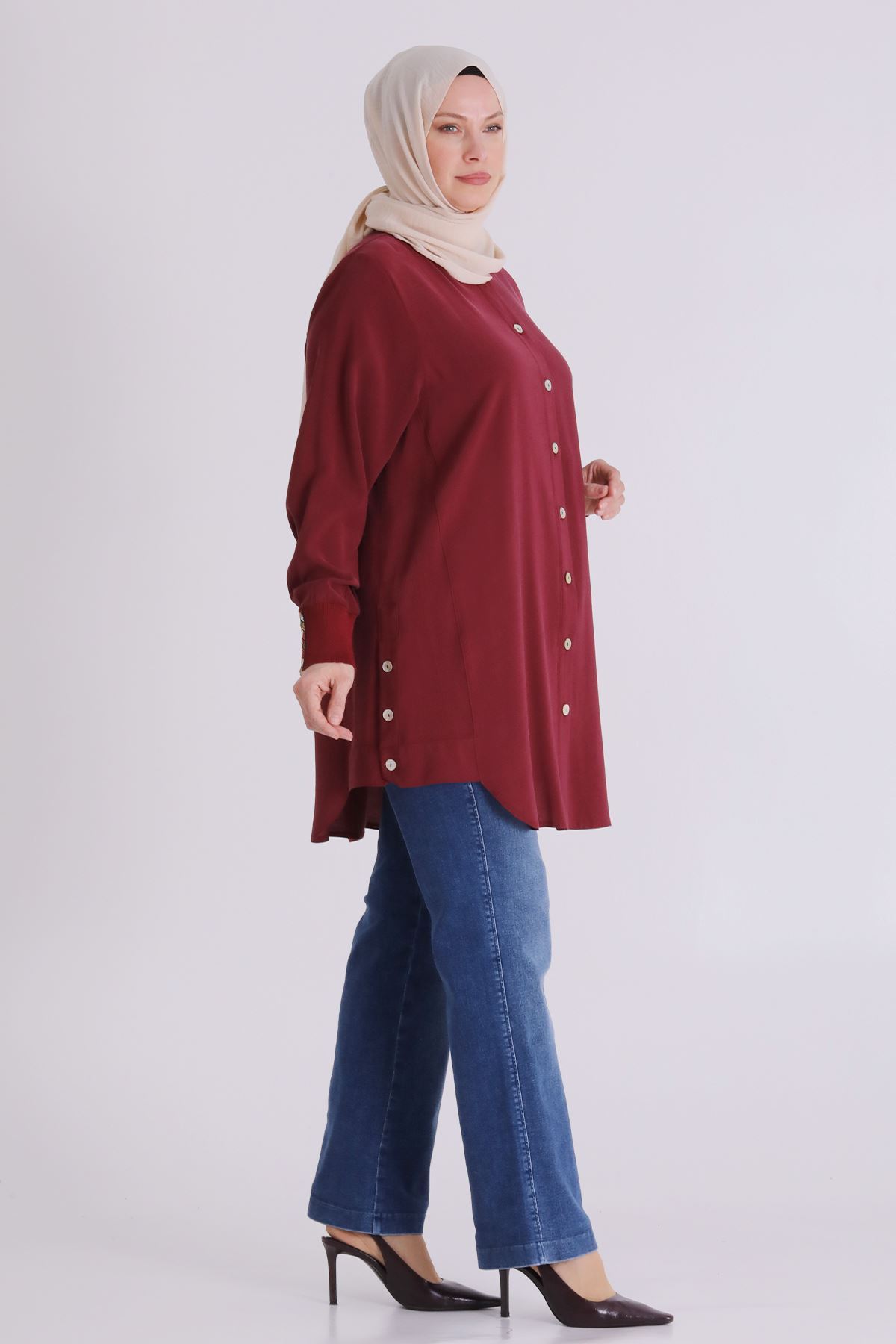 Behrem Etnik Desen Detaylı Kap- LYN04431 Bordo