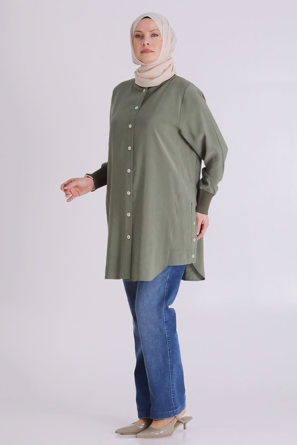 Behrem Etnik Desen Detaylı Kap- LYN04431 Yeşil