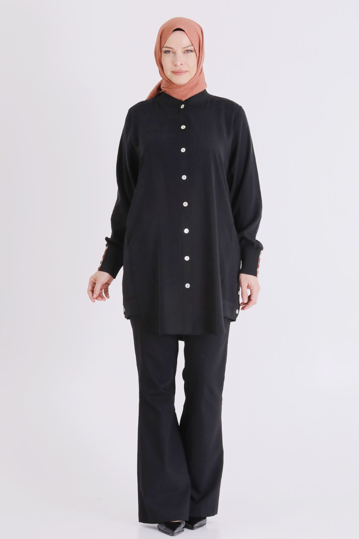 Behrem Etnik Desen Detaylı Kap- LYN04431 Siyah