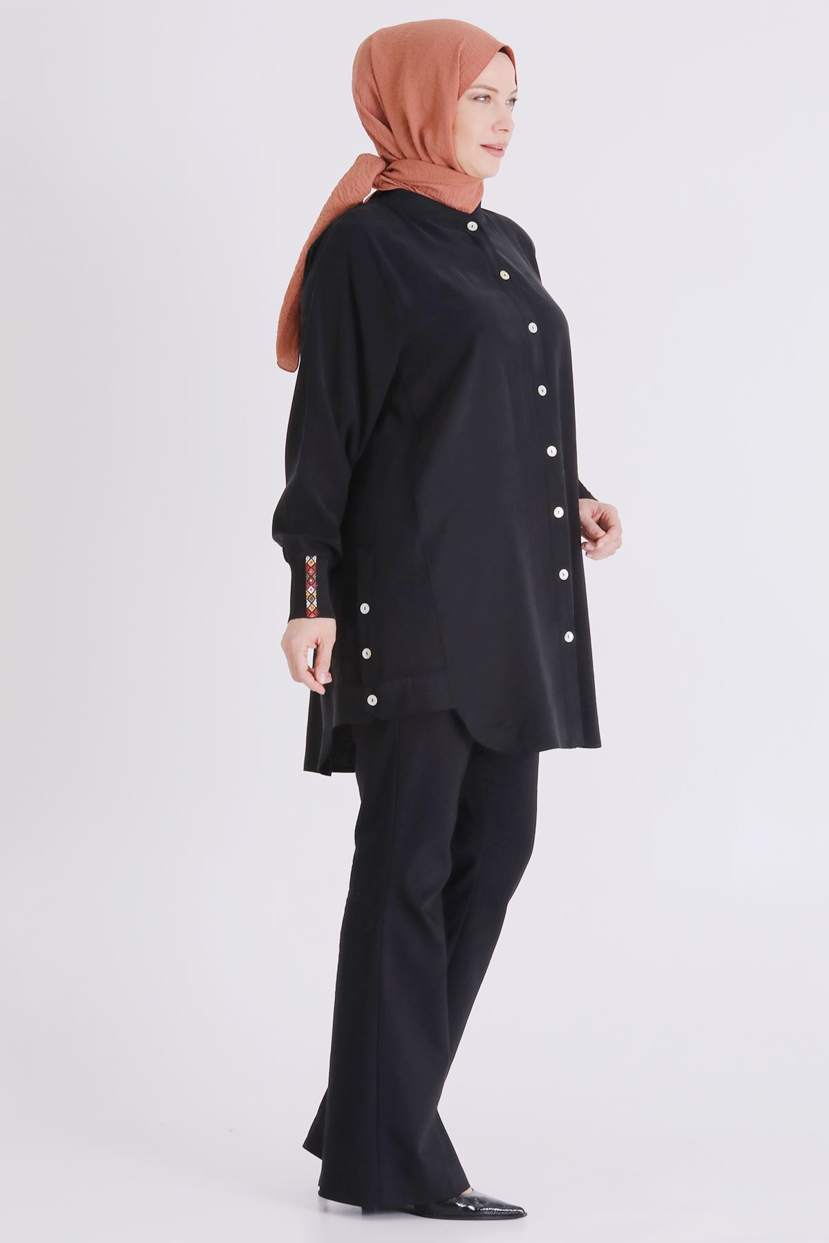 Behrem Etnik Desen Detaylı Kap- LYN04431 Siyah