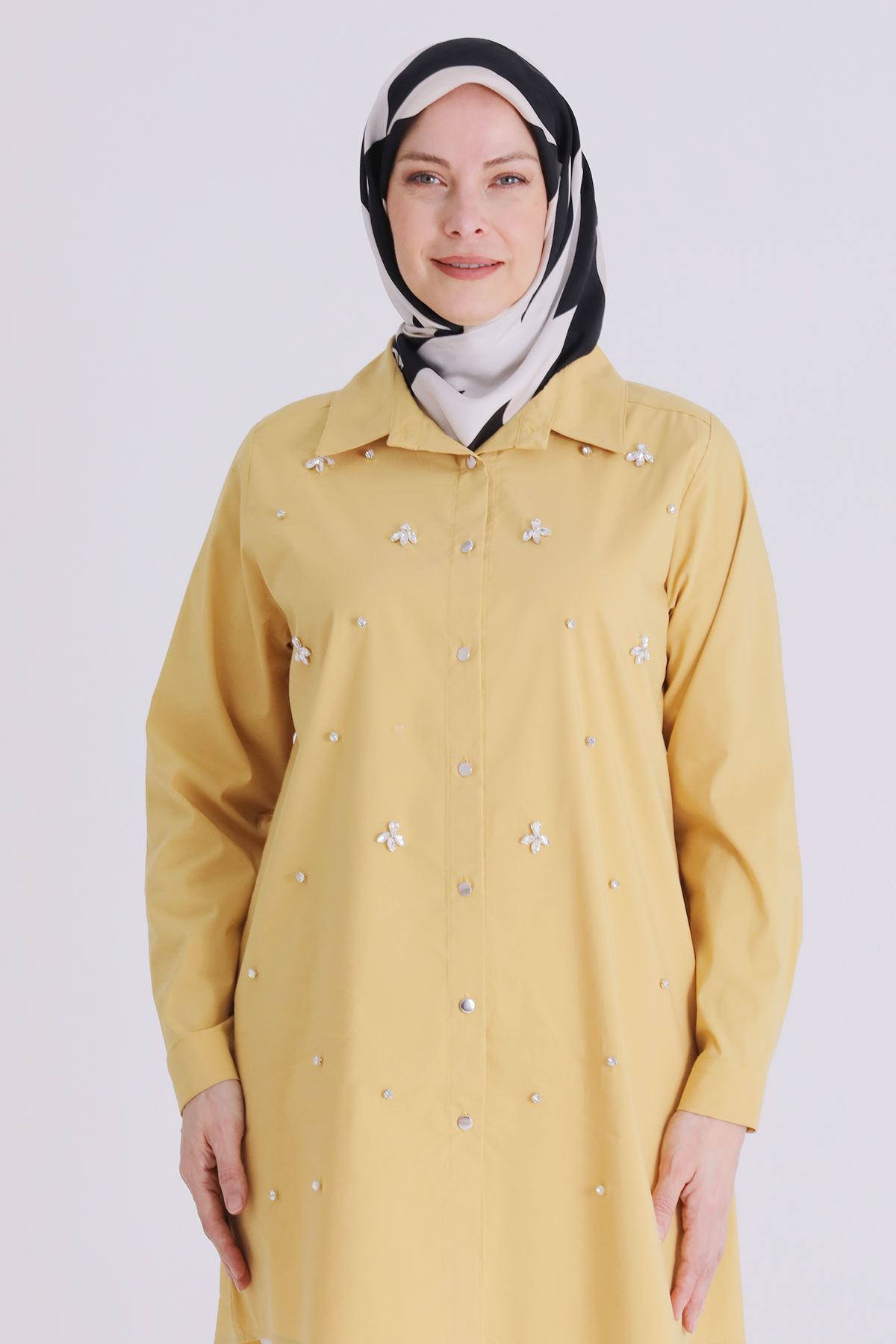 Behrem Taş İşlemeli Tunik- LYN04391 Safran