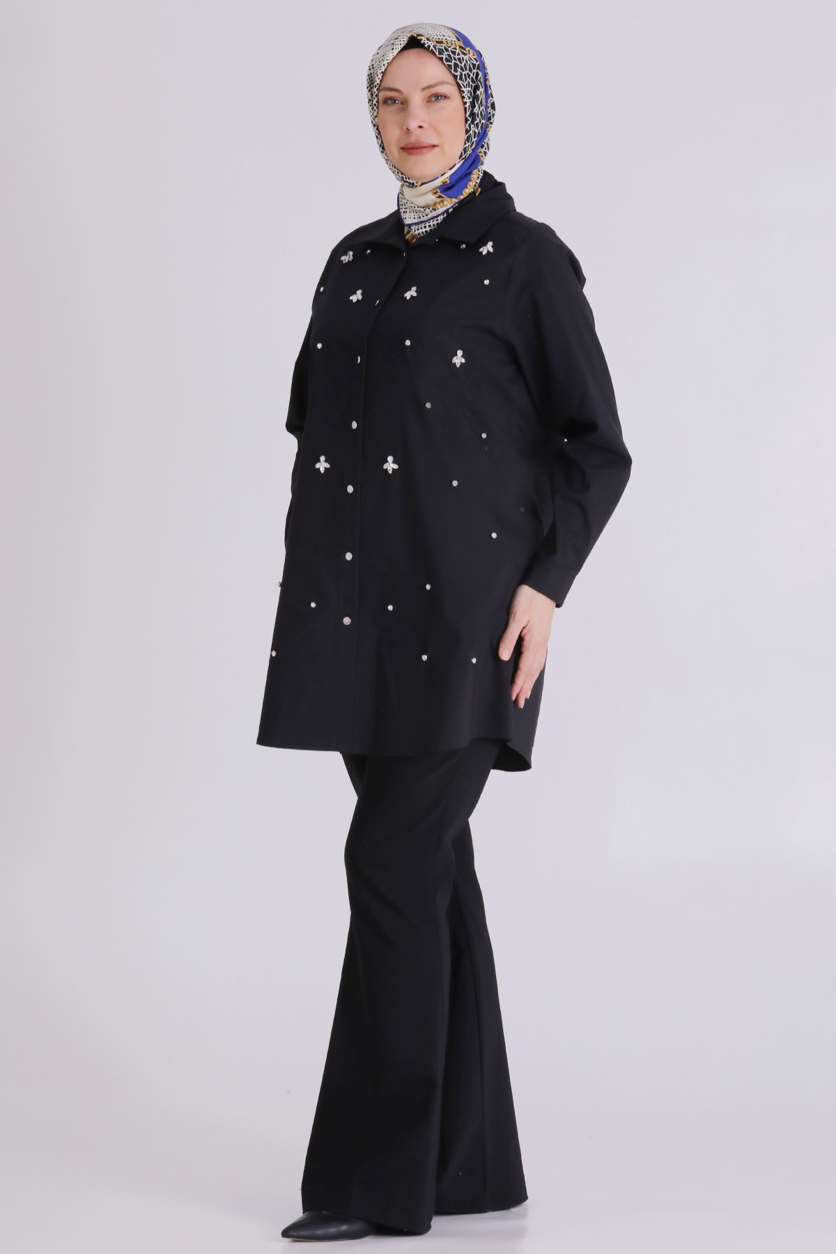 Behrem Taş İşlemeli Tunik- LYN04391 Siyah