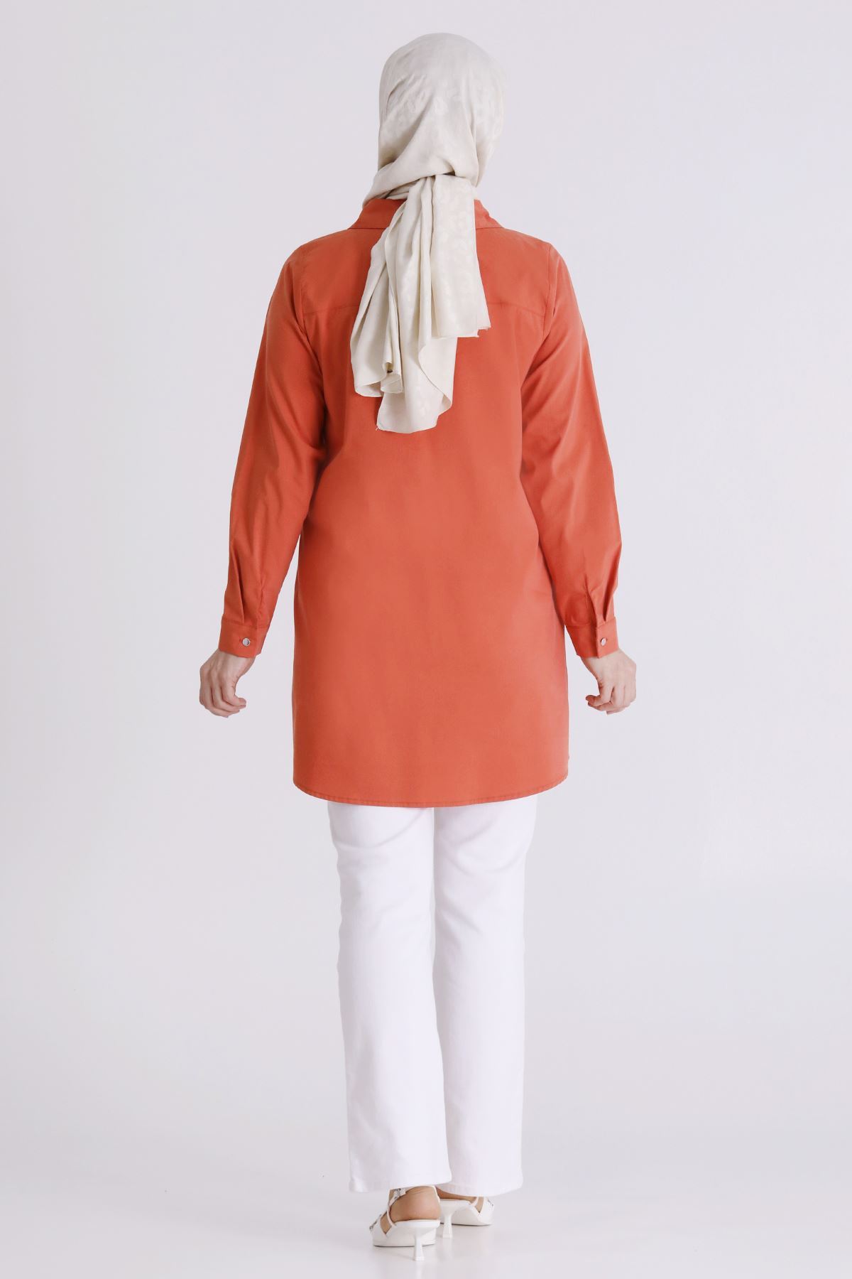 Behrem Taş İşlemeli Tunik- LYN04391 Şeftali