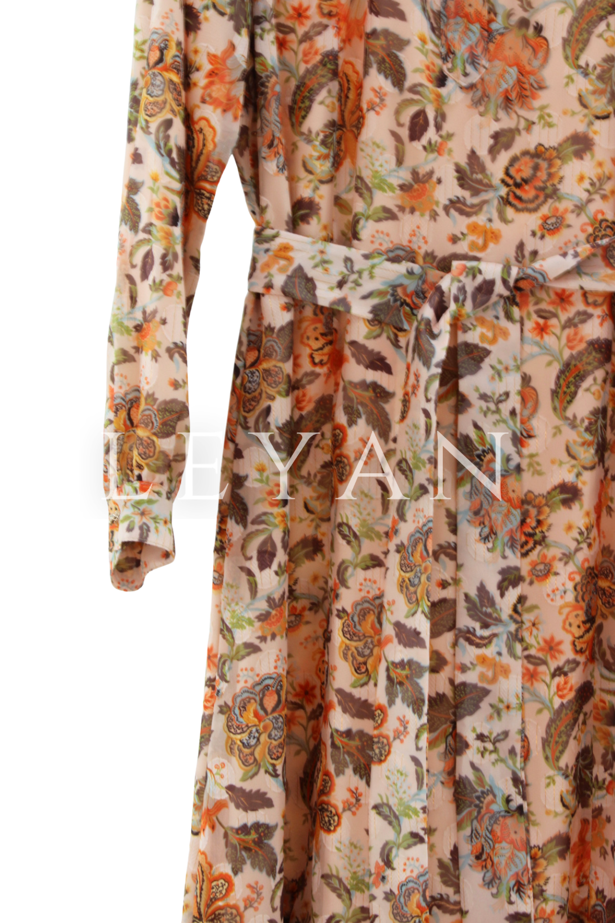 Orhan Store Desenli Elbise- LYN04434 Oranj