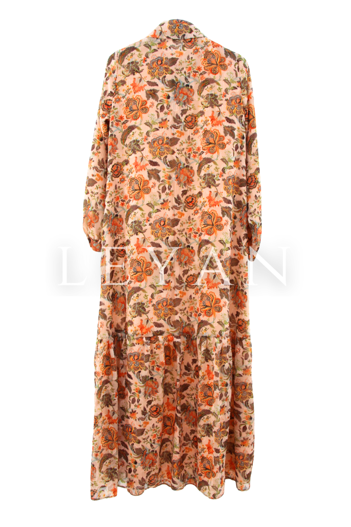 Orhan Store Desenli Elbise- LYN04434 Oranj