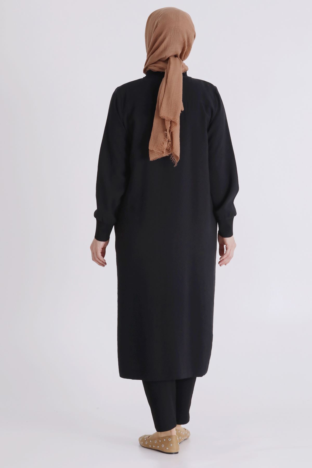 Behrem Boncuk Düğme İşlemeli Kap- LYN04438 Siyah