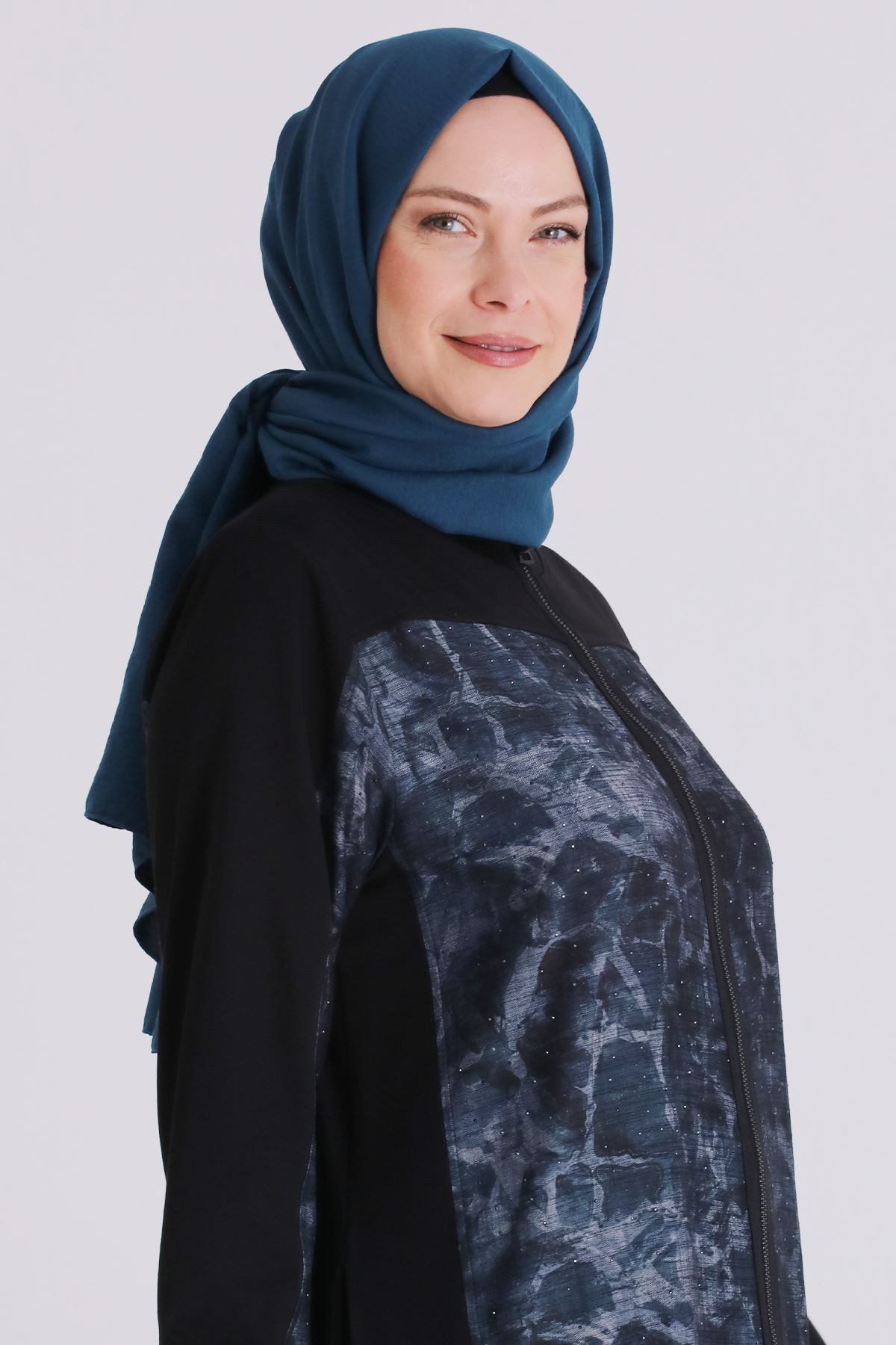 Behrem Taşlı Desenli Takım- LYN04437 Siyah