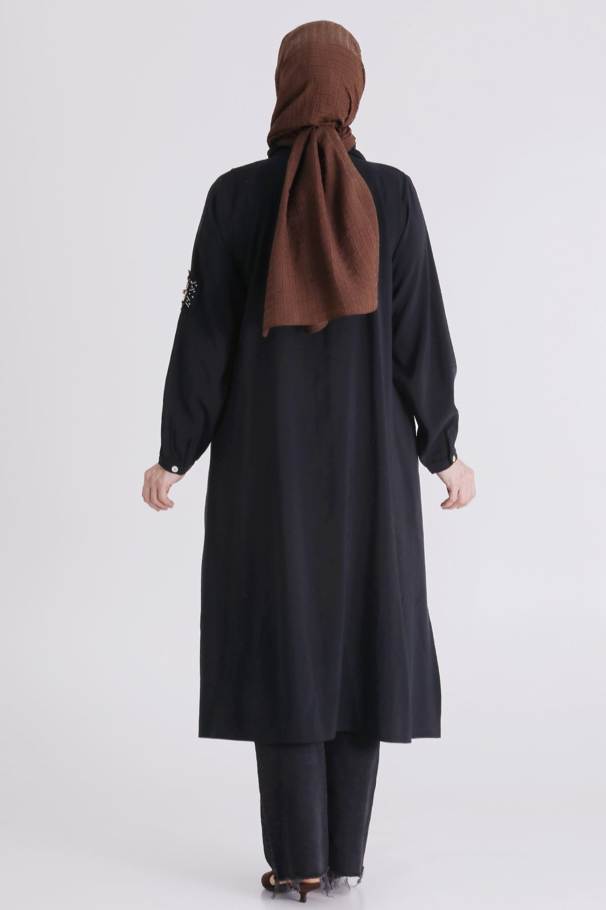 Behrem İşlemeli Tunik - LYN04406 Siyah