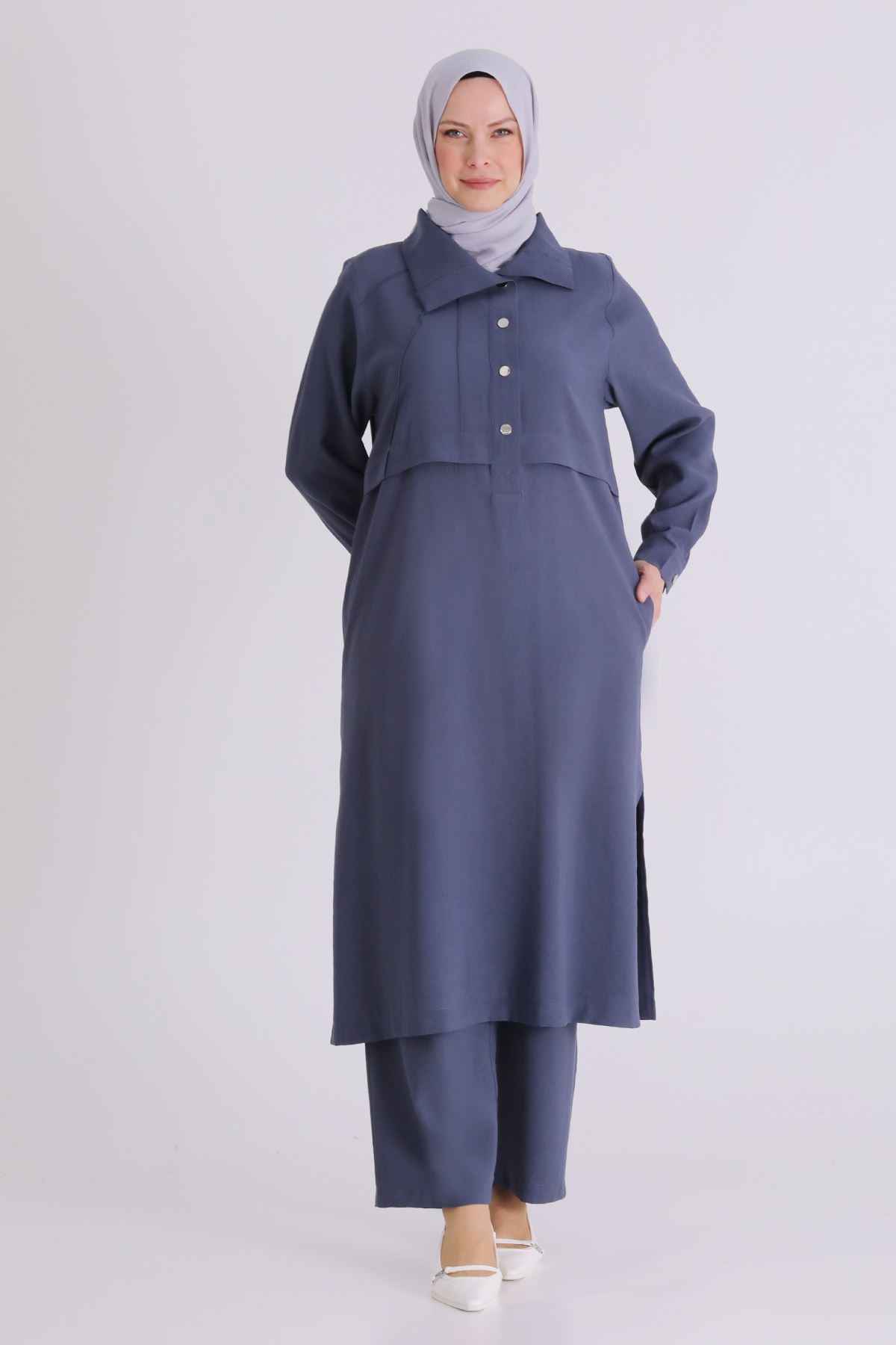 Behrem Nervür Detaylı Takım- LYN04436 Duman Mavi