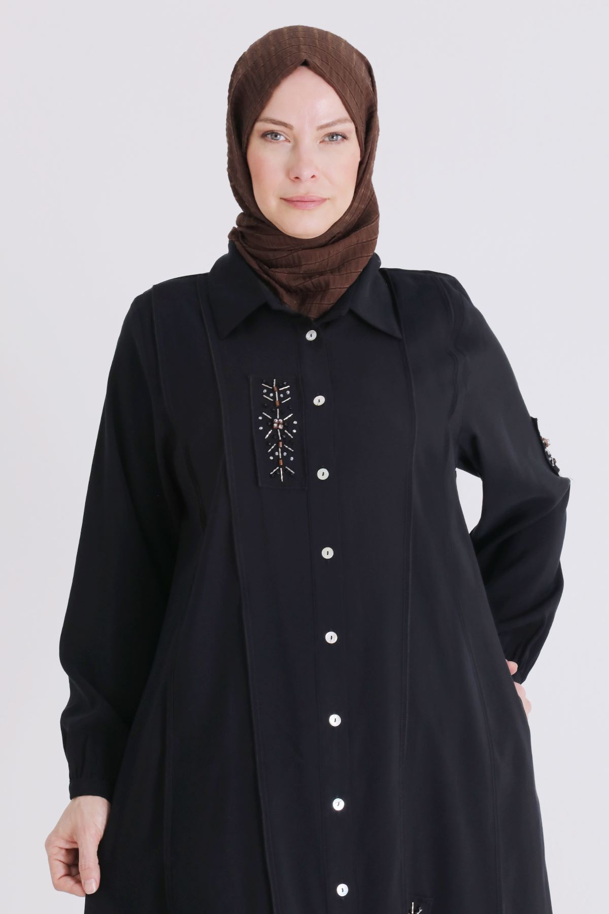 Behrem İşlemeli Tunik - LYN04406 Siyah